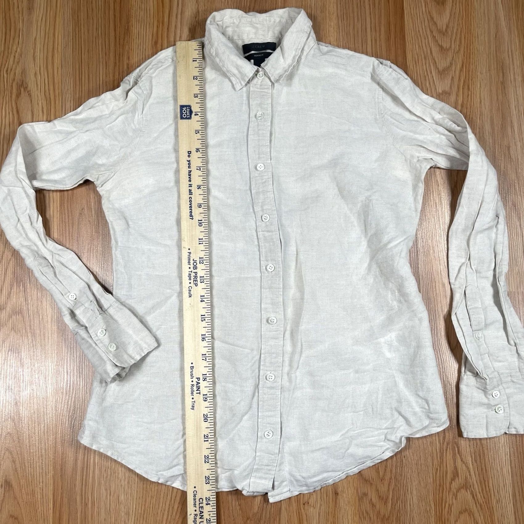 Vintage VINTAGE? No. J Crew Button-Up Shirt Womens Size 0 Beige Linen Blend Long Sleeve Casual Shirt Womens XS-0? (No new info). Size XS / US 0-2 / IT 36-38 - 4 Thumbnail