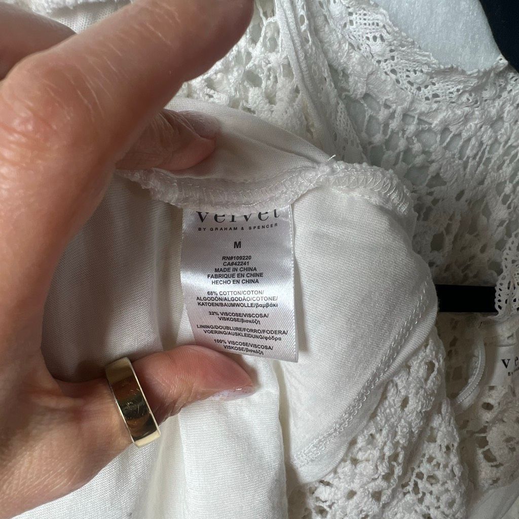 Velvet Velvet by Graham & Spencer White Crochet Lace Midi Dress Lined Size M (042) Size M / US 6-8 / IT 42-44 - 10 Thumbnail