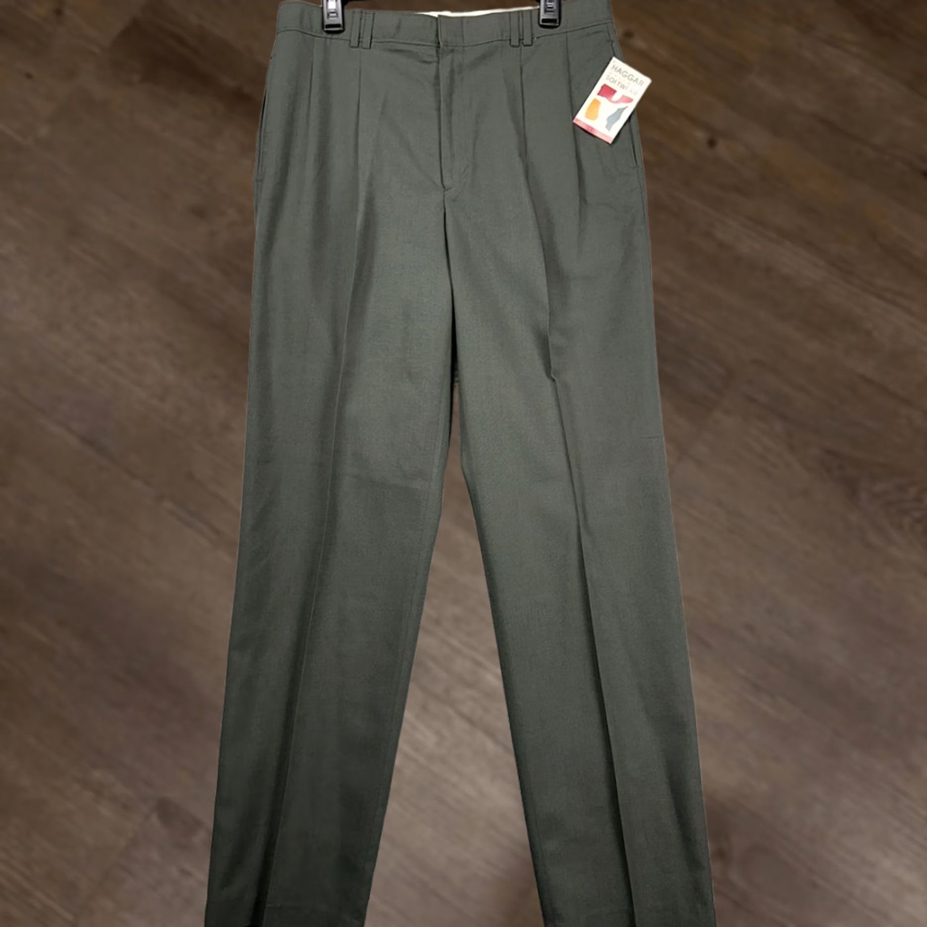 Haggar VINTAGE? No. Haggar Dress Pants Mens 34X34 Dark Grey Gallery Soft Wear Pleated Straight NEW Size US 34 / EU 50 - 1 Thumbnail