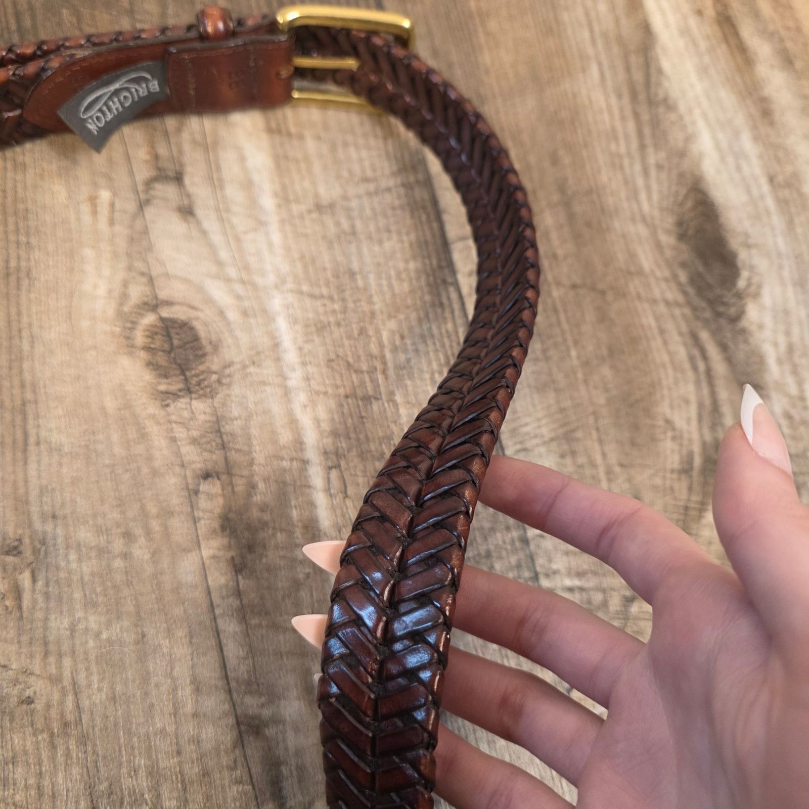 Brighton Brighton Belt Brown Woven Solid Brass Buckle Braided Size 38 Size 38 - 10 Thumbnail