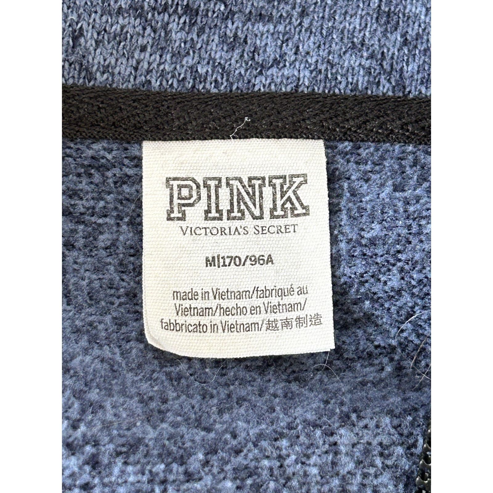 Pinko VS PINK Fleece Pullover 1/4 Zip Blue Heather Medium Women Pullover Fleece Cotton Blend Graphic Logo Activewear-3/4 Zip Pockets Size M / US 6-8 / IT 42-44 - 5 Thumbnail