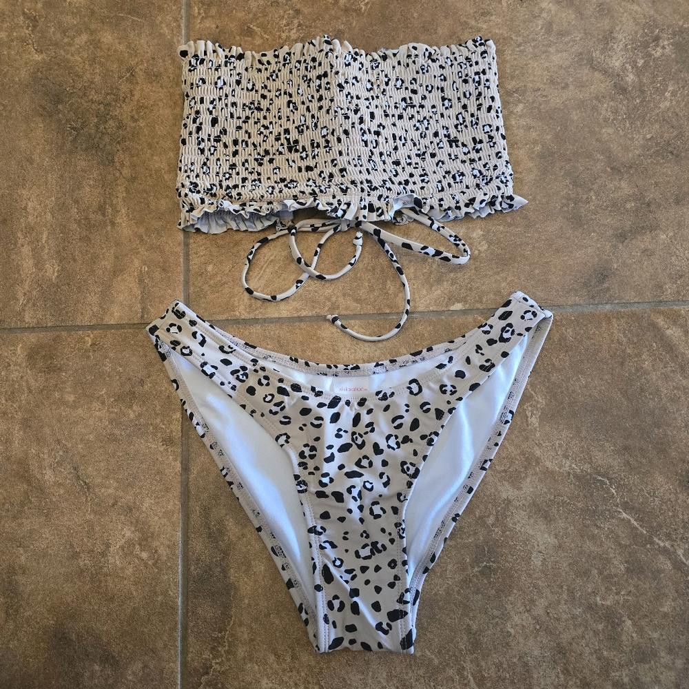 Designer Beige Black Animal XHLN Bikini Top Size ONE SIZE - 3 Thumbnail