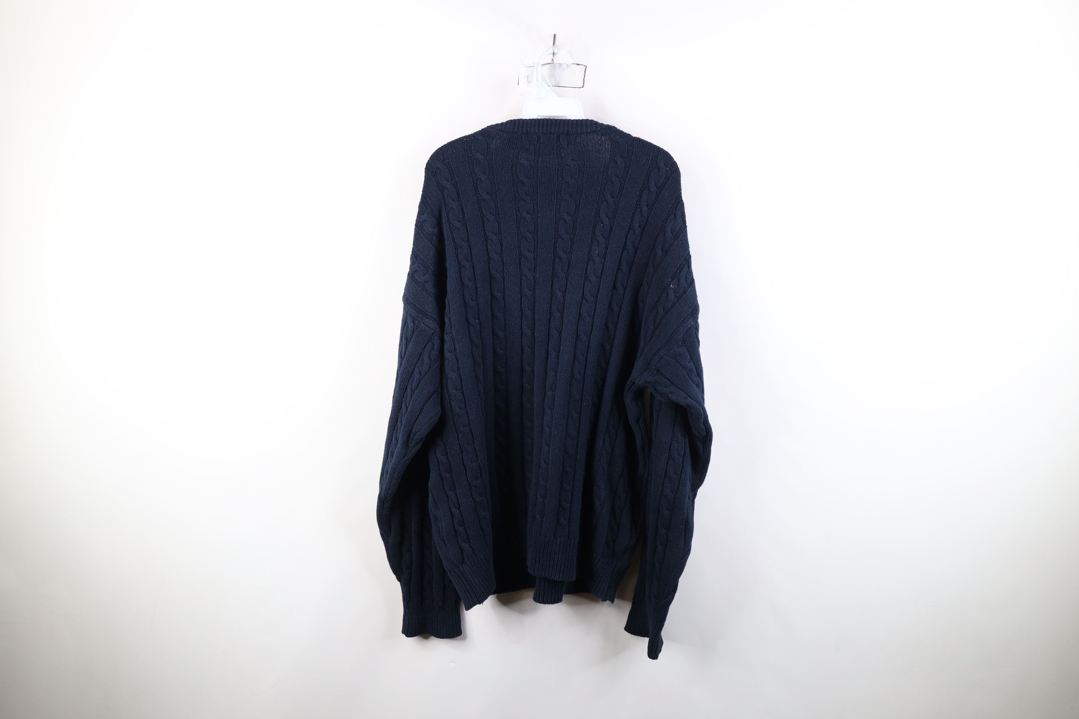 Vintage Vintage 90s Streetwear Cotton Cable Knit Sweater Navy Blue Size US XL / EU 56 / 4 - 9 Thumbnail