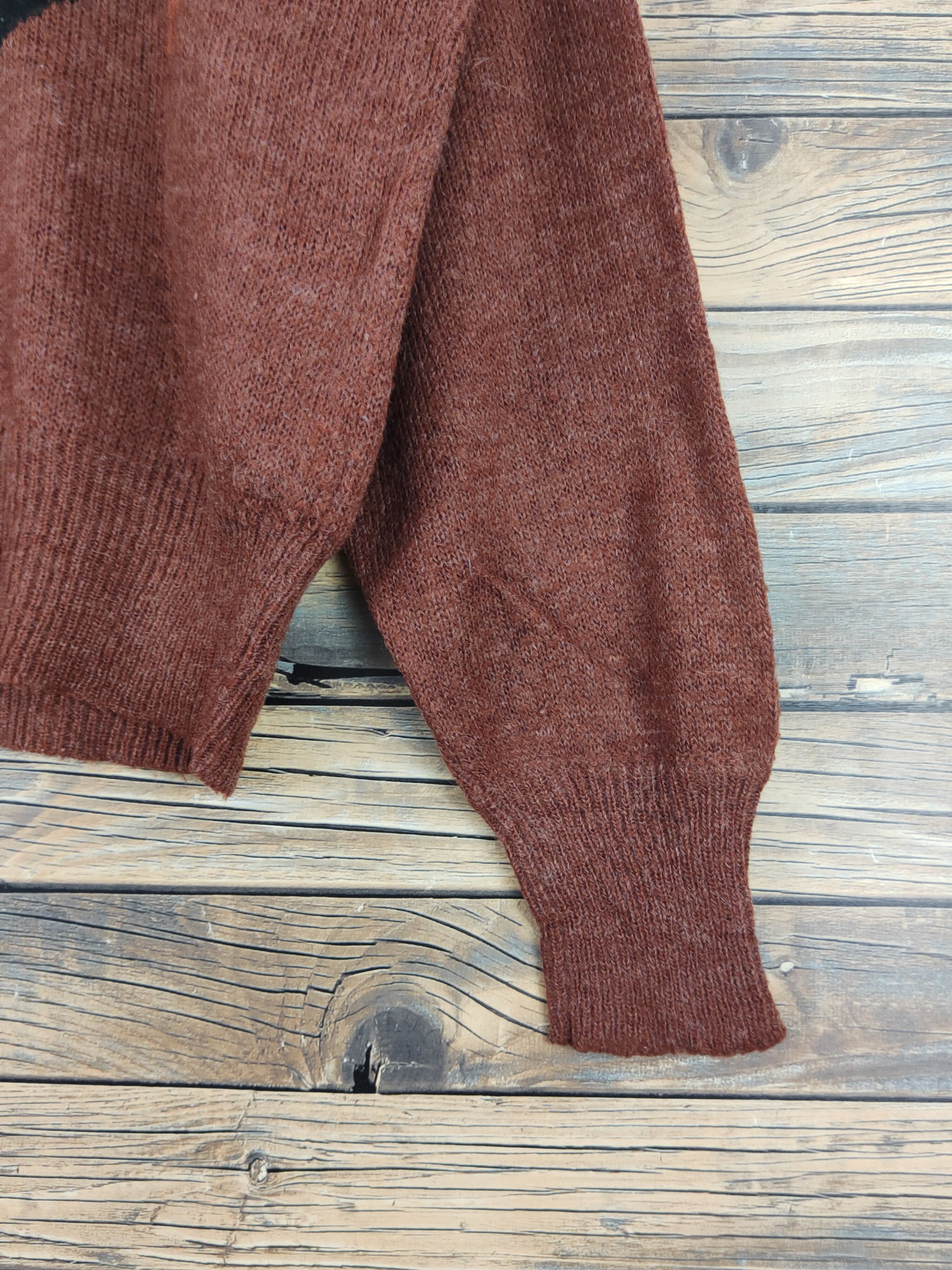 Homespun Knitwear Air Woeld Dark Brown art vintage Knitwear Crop Tops #W1106 Size L / US 10 / IT 46 - 7 Thumbnail