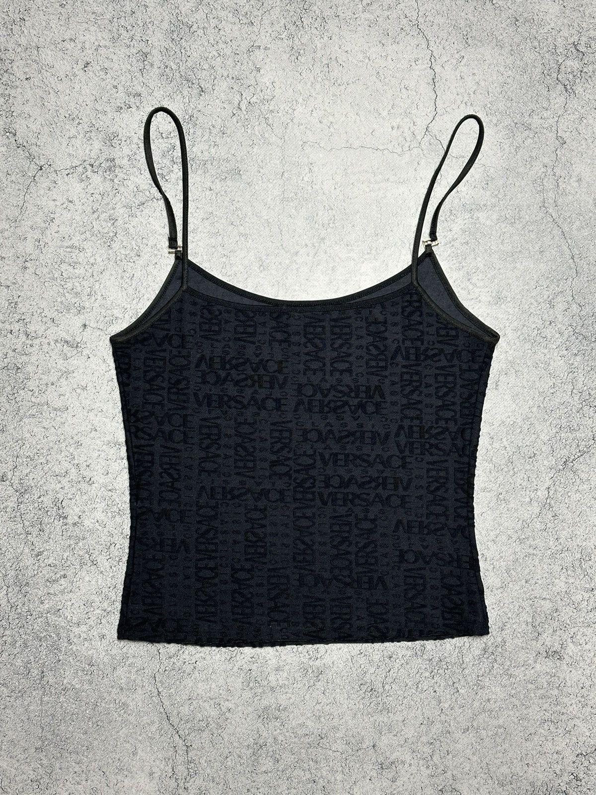 Versace Versace Monogram Logo Stretch Black Tank Top Shirt Size M / US 6-8 / IT 42-44 - 7 Thumbnail