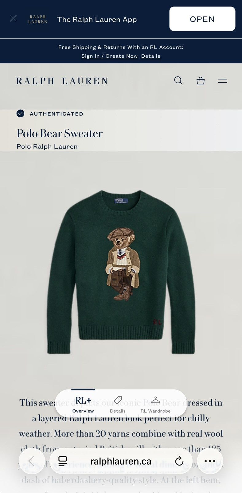 Polo Ralph Lauren Polo Bear Sweater in Wool/Cashmere Green Medium Size US M / EU 48-50 / 2 - 12 Thumbnail