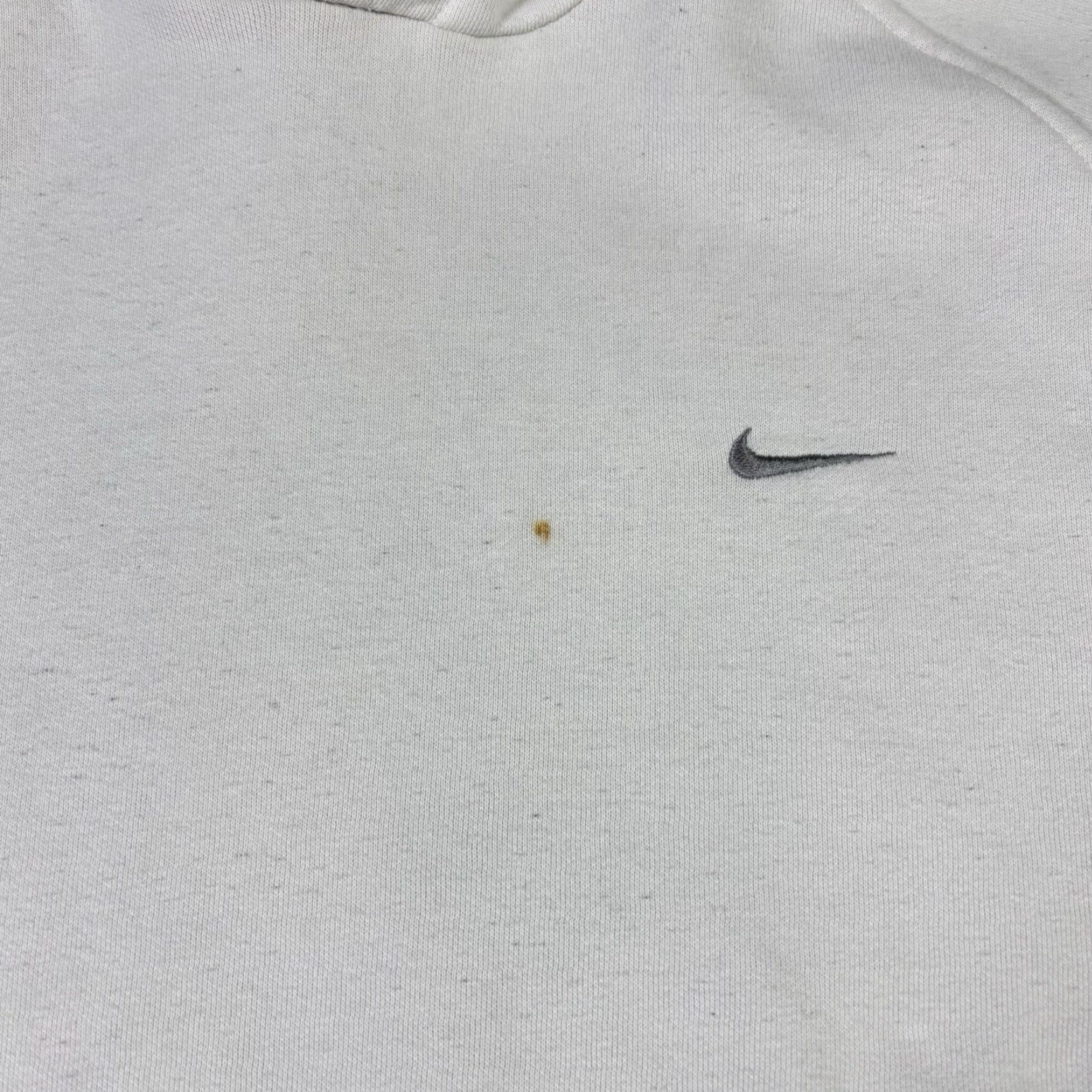 Nike VINTAGE Nike Hoodie White Pullover Embroidered Swosh Silver 90s Y2K Adult XL Mens Pullover Hooded Fleece Sweatshirt Gym & Training OO Size US XL / EU 56 / 4 - 7 Thumbnail