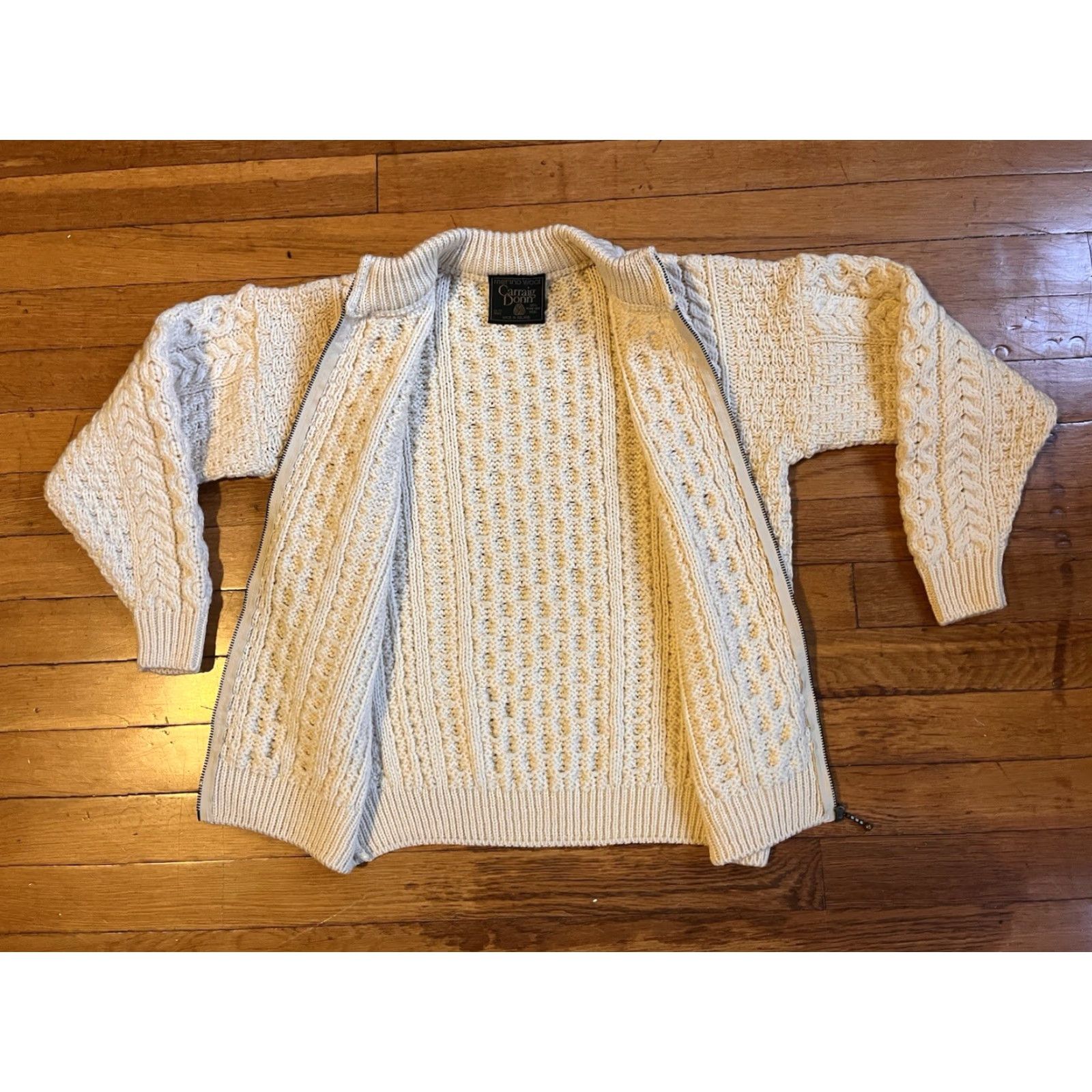 Vintage VINTAGE Carraig Donn Cable Knit Full Zip Cardigan Sweater Women’s XL White Size M / US 6-8 / IT 42-44 - 5 Thumbnail