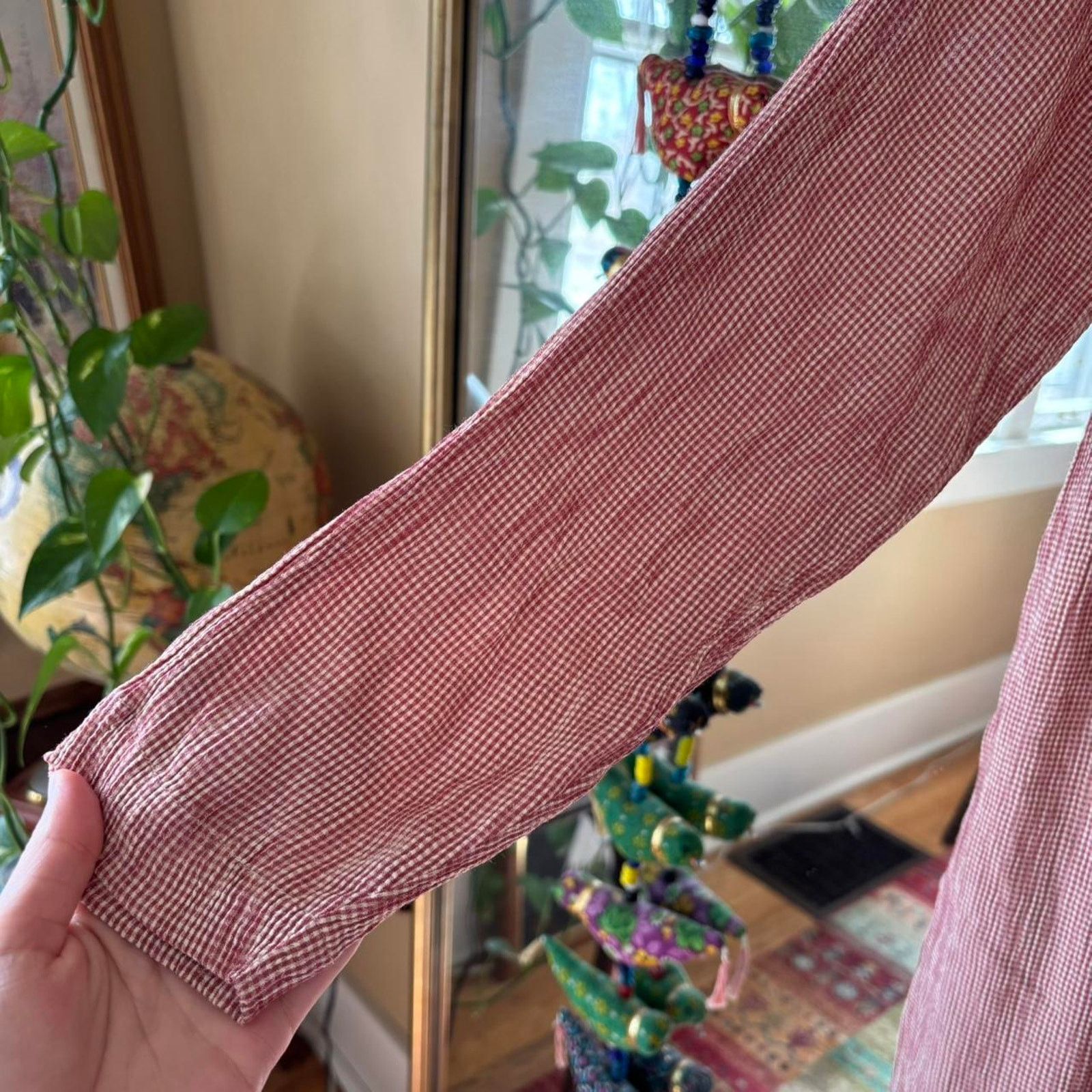Vintage Vintage All Week Long Salmon Gingham Maxi Dress 10 Cottage Size L / US 10 / IT 46 - 6 Thumbnail