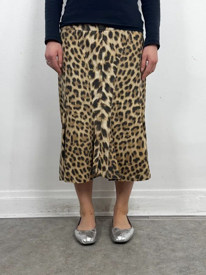 Roberto Cavalli AW2005 Roberto Cavalli Beige Wool Blend Leopard Print Skirt Size 29" - 2 Thumbnail
