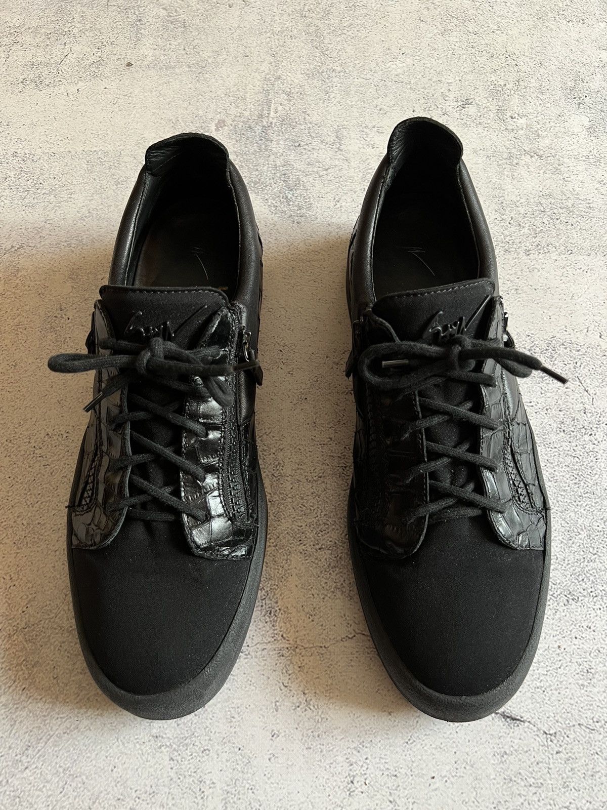 Giuseppe Zanotti × Vintage Giuseppe Zanotti Snake skin leather zip sneakers shoes Size US 13 / EU 46 - 2 Thumbnail