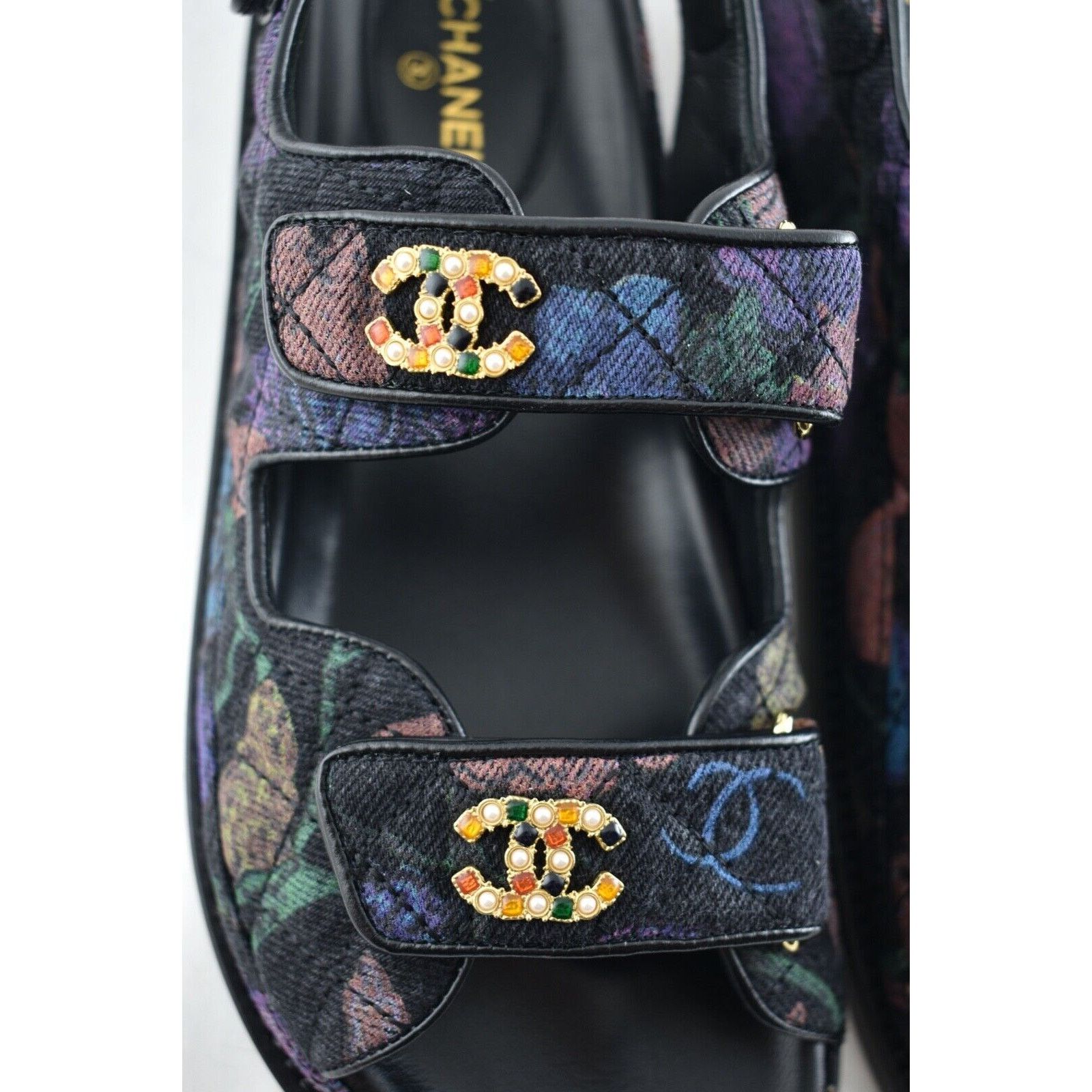 Chanel Chanel 21A Black Denim Graffiti CC Logo Mule Slide Strap Size US 5.5 / IT 35.5 - 7 Thumbnail