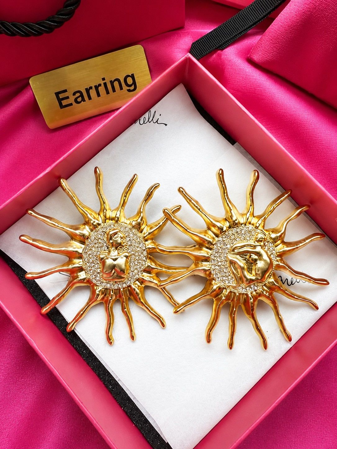 Schiaparelli Schiaparelli Sunburst Statement Earring with Embossed Center Size ONE SIZE - 2 Thumbnail