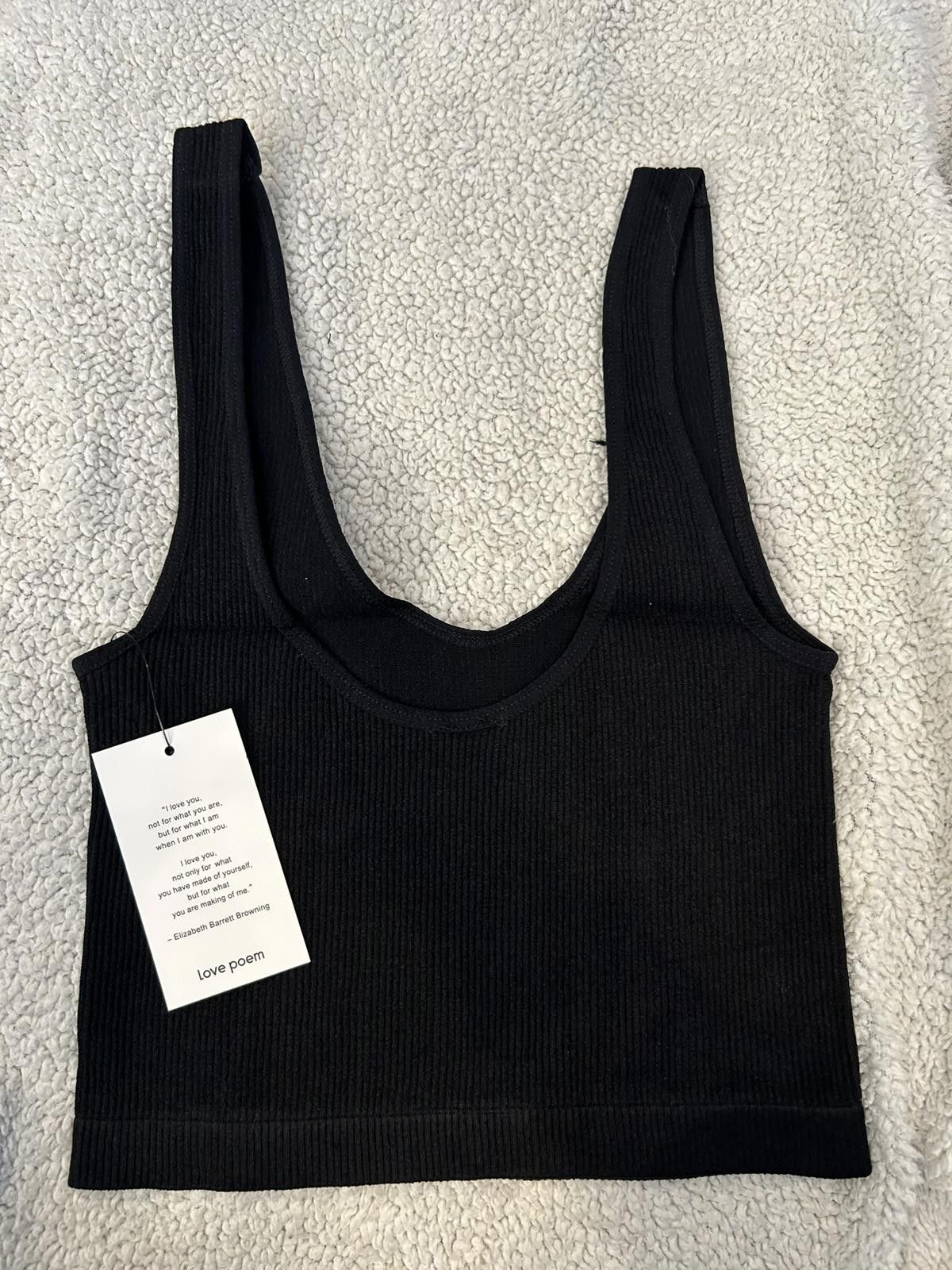 Other Love Poem Black Ribbed Crop Tank Top S/M Size S / US 4 / IT 40 - 2 Thumbnail