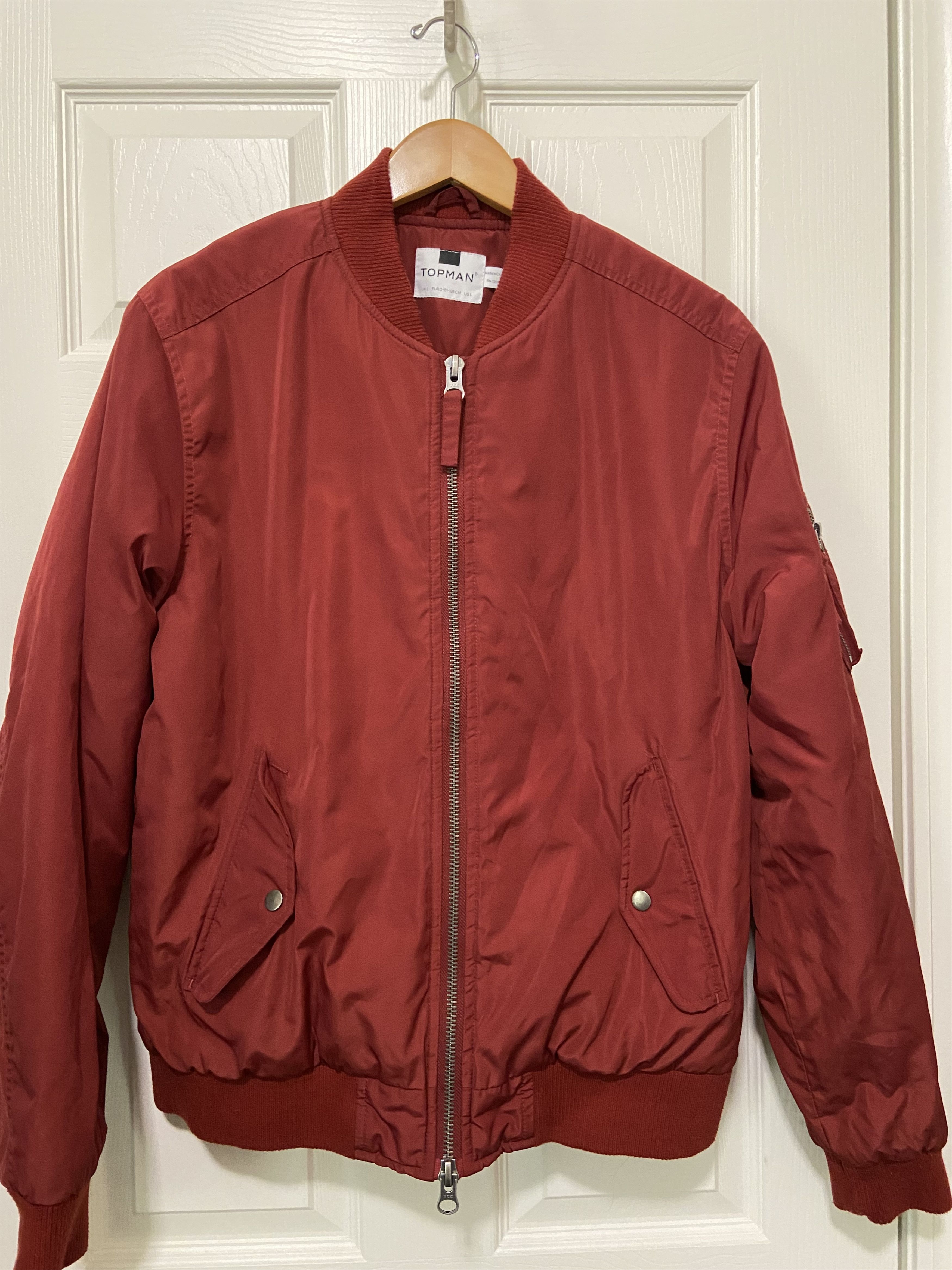 Topman Topman Burgundy Nylon Bomber Jacket Men’s Large Size US L / EU 52-54 / 3 - 1 Thumbnail