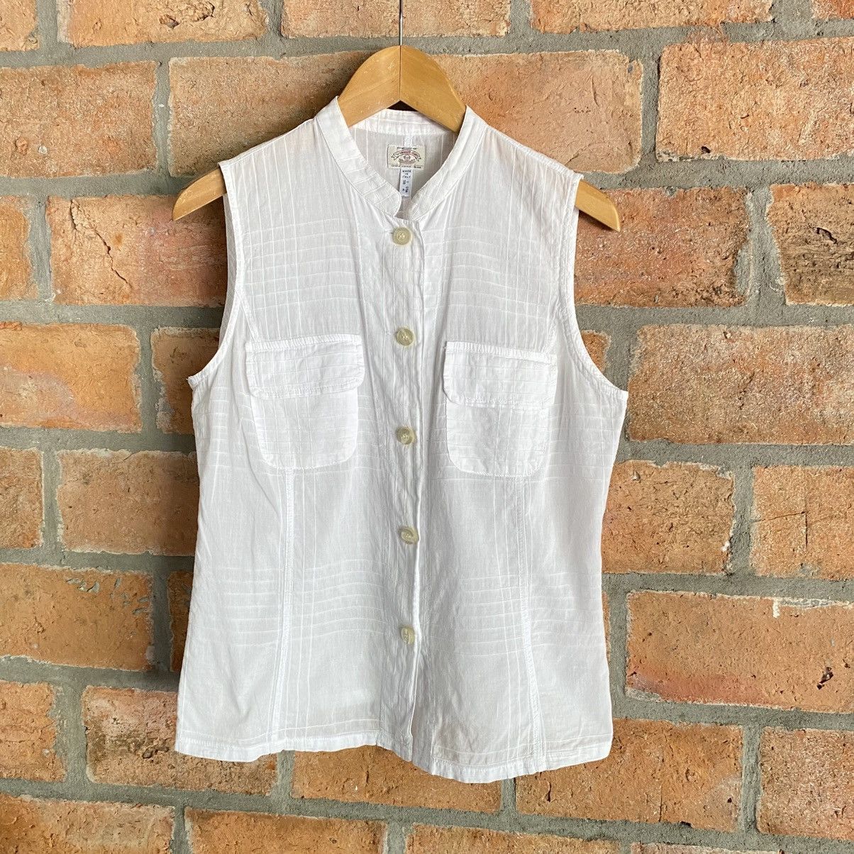 Armani ARMANI JEANS White Sleeveless Mandarin Collar Top Size S / US 4 / IT 40 - 19 Thumbnail