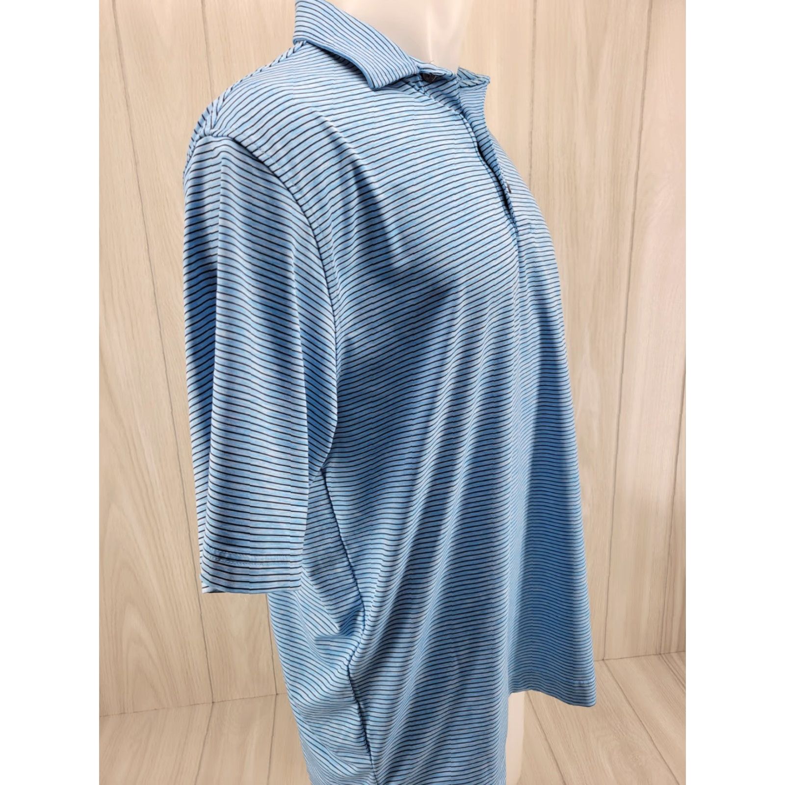 Footjoy FootJoy Mens Polo Blue Black Stripe FJ Performance Short Sleeve Golf Shirt Large Size US L / EU 52-54 / 3 - 4 Thumbnail