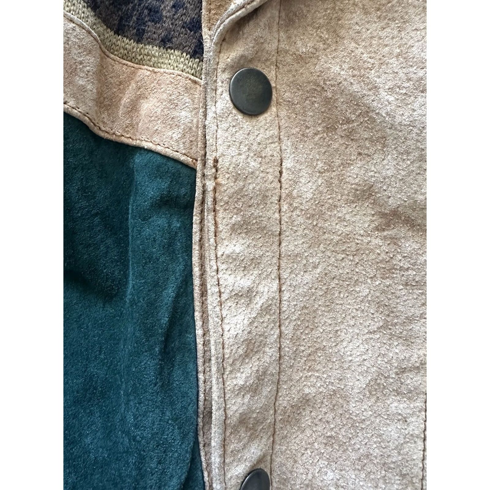 Vintage Vintage Aztec Navajo Bomber Jacket - Inca Style Tan Leather Festival Coat – Unisex Adult Size US M / EU 48-50 / 2 - 3 Thumbnail