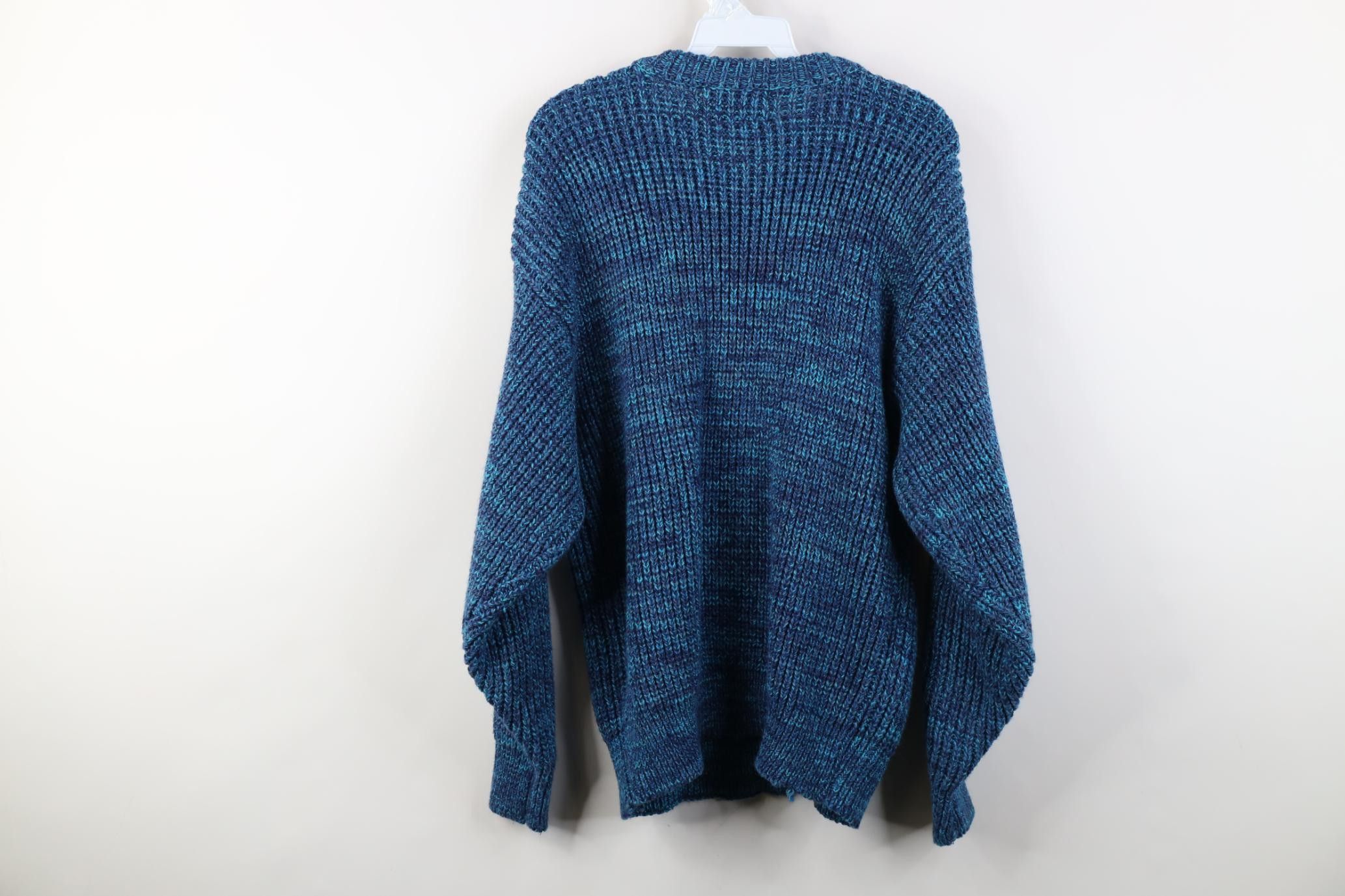 Vintage Vintage 90s Streetwear Ribbed Knit Crewneck Sweater Blue Size US L / EU 52-54 / 3 - 7 Thumbnail