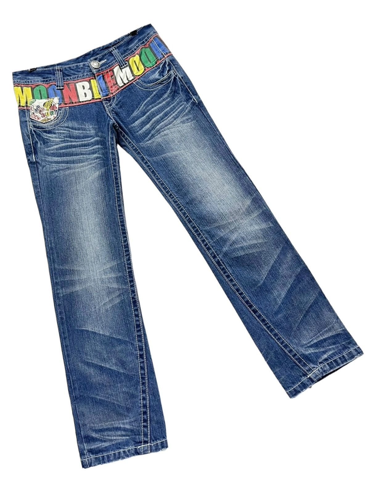Moonstar DOPE💥 90’s Japanese Surf Brand Rainbow Spellout Waist Jeans Size US 30 / EU 46 - 6 Thumbnail
