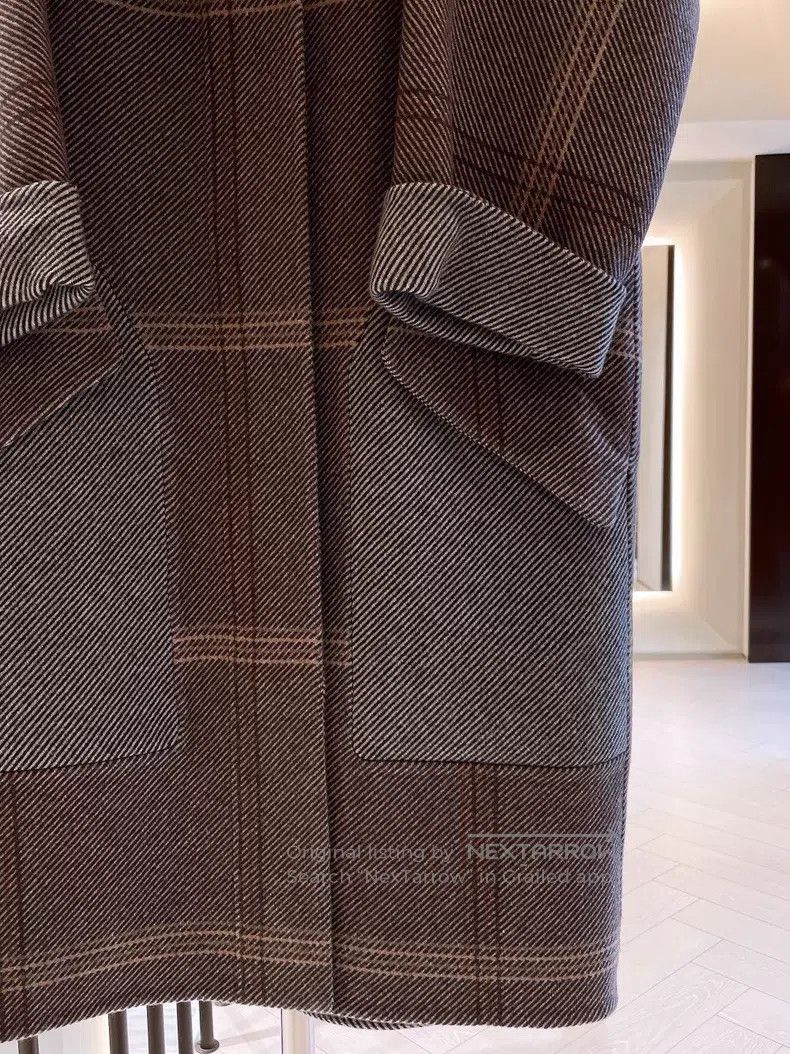 Hermes Hermes Retro checkered striped oversized cashmere coat Size XXS / US 00 / IT 34 - 5 Thumbnail