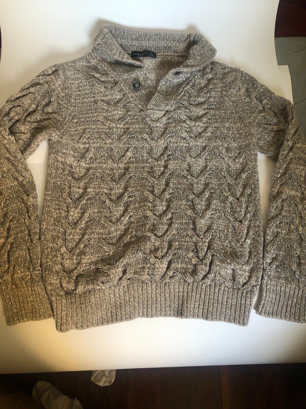 Zara Zara Cotton Blend Gray Melange Sweater M 38 Colar Neck Knit Size US M / EU 48-50 / 2 - 1 Thumbnail