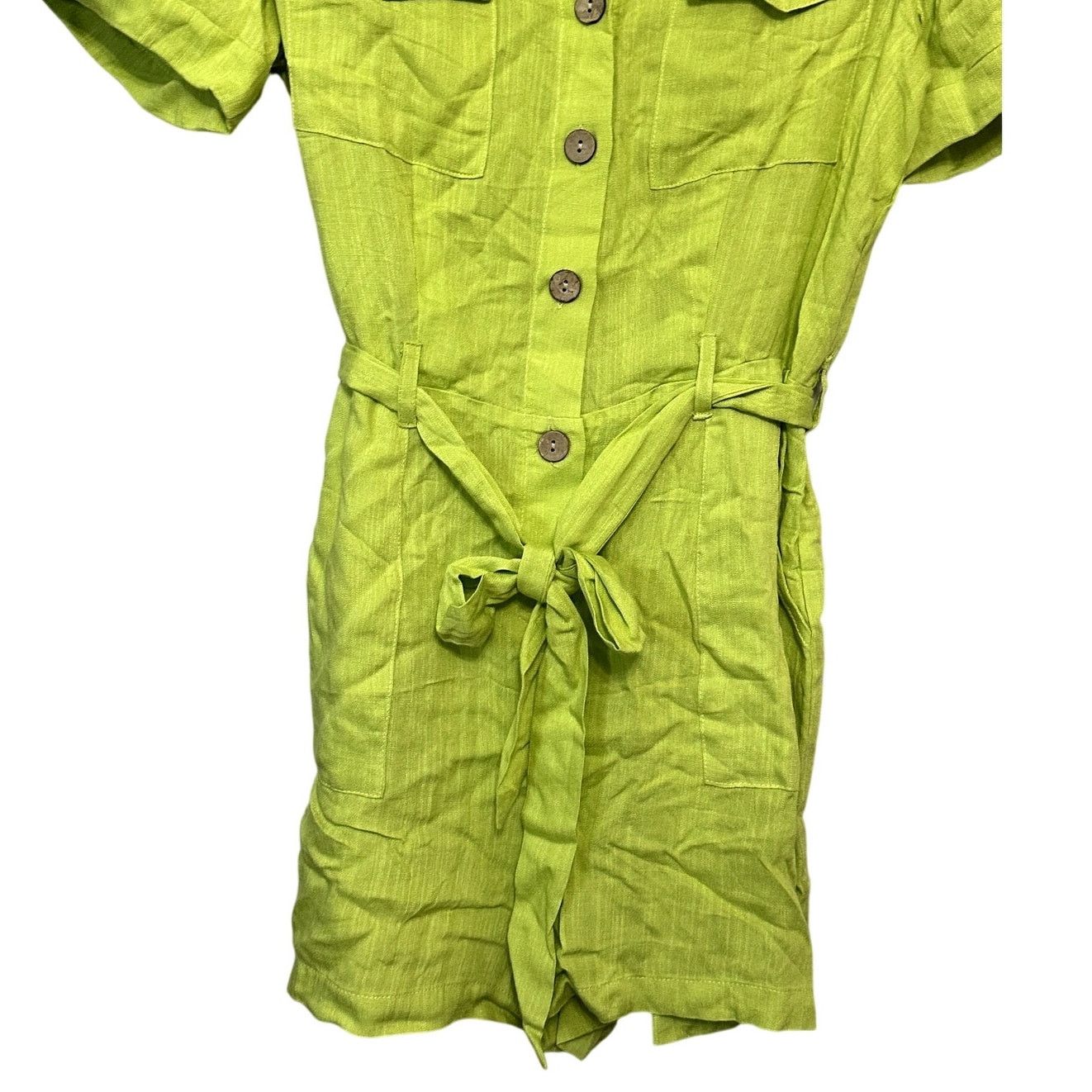 Other Good Luck Gem Romper Belted Button-Down Neon Green Small Size 27" / US 4 / IT 40 - 3 Thumbnail