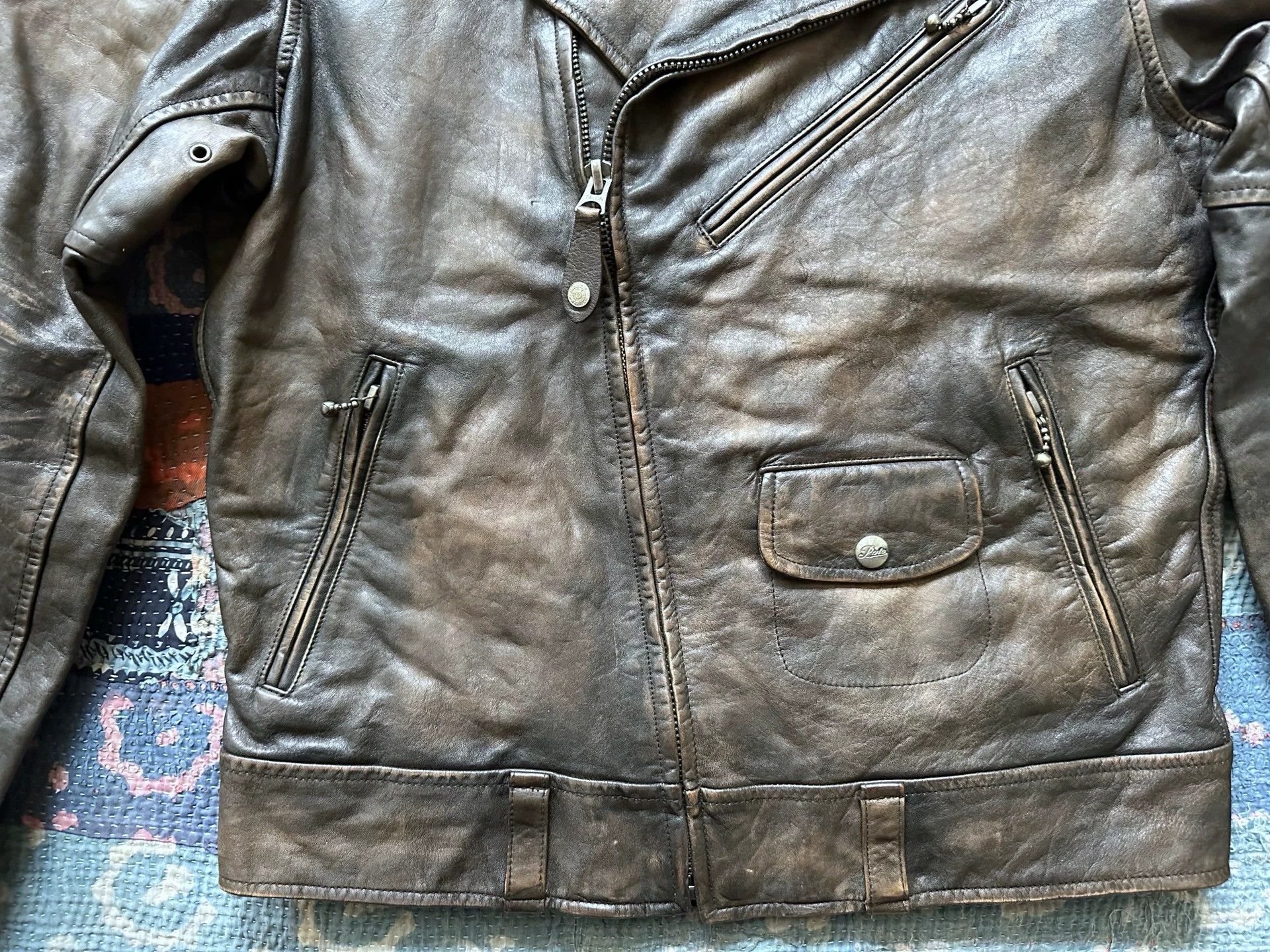 RRL Ralph Lauren RRL Biker Zip-Up Distressed Leather Jacket M Size US M / EU 48-50 / 2 - 4 Thumbnail