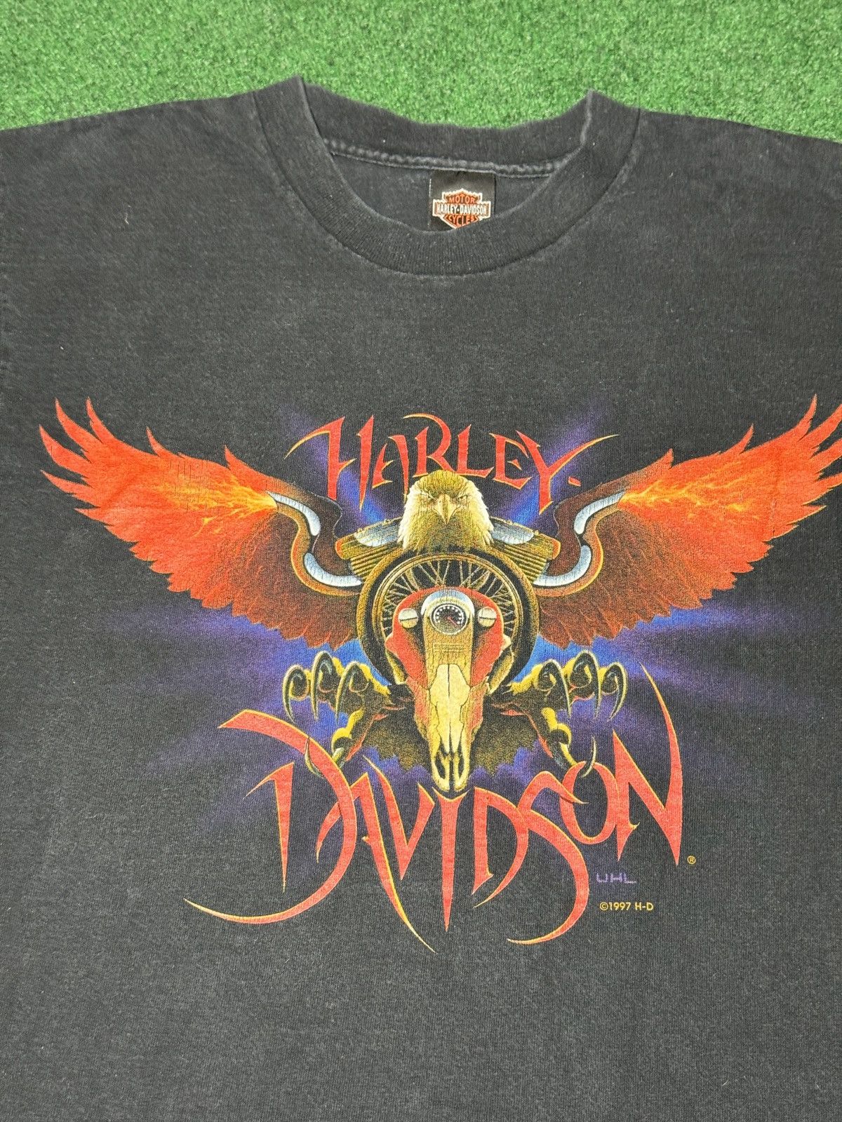 Harley Davidson × Vintage Vintage 90s Harley Davidson SICK Eagle Graphic Med T Shirt Size US M / EU 48-50 / 2 - 2 Thumbnail
