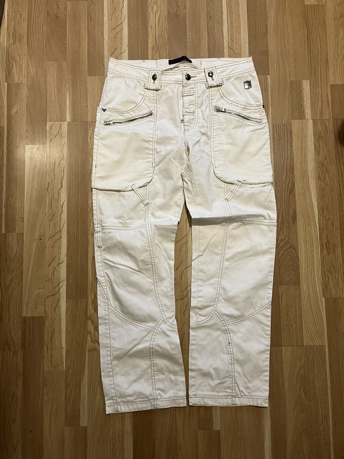 Hysteric Glamour × Japanese Brand × Vintage VINTAGE JUNYA WATANABE BALENCIAGA STYLE CARGO PANTS WHITE Size US 34 / EU 50 - 1 Thumbnail