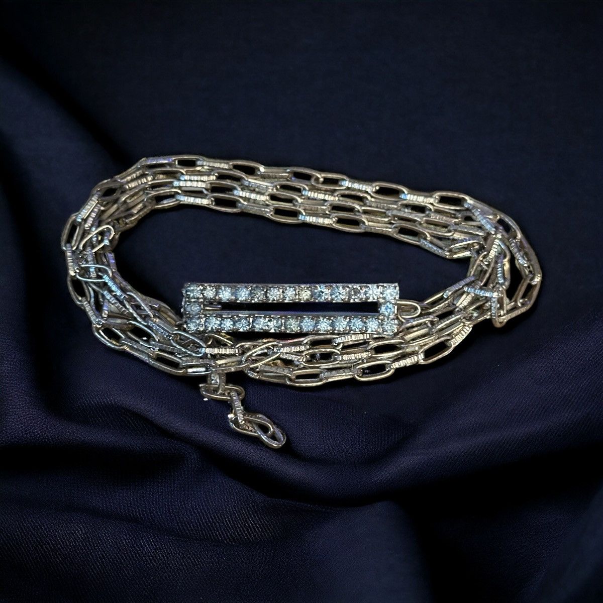 Other Silver tone rhinestone buckle chain belt Size ONE SIZE - 1 Thumbnail