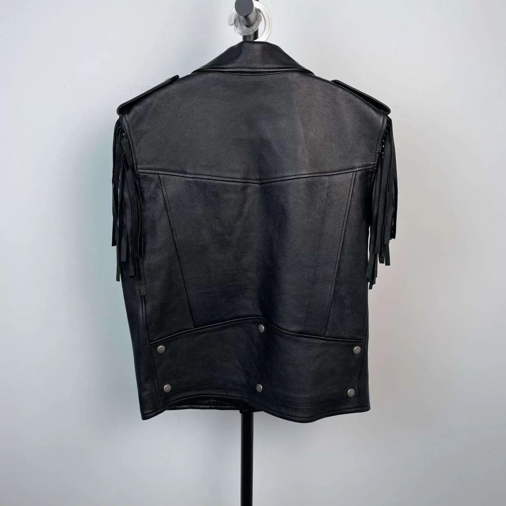 Yves Saint Laurent YSL Black Leather Vest M New With Tags Size S / US 4 / IT 40 - 2 Thumbnail