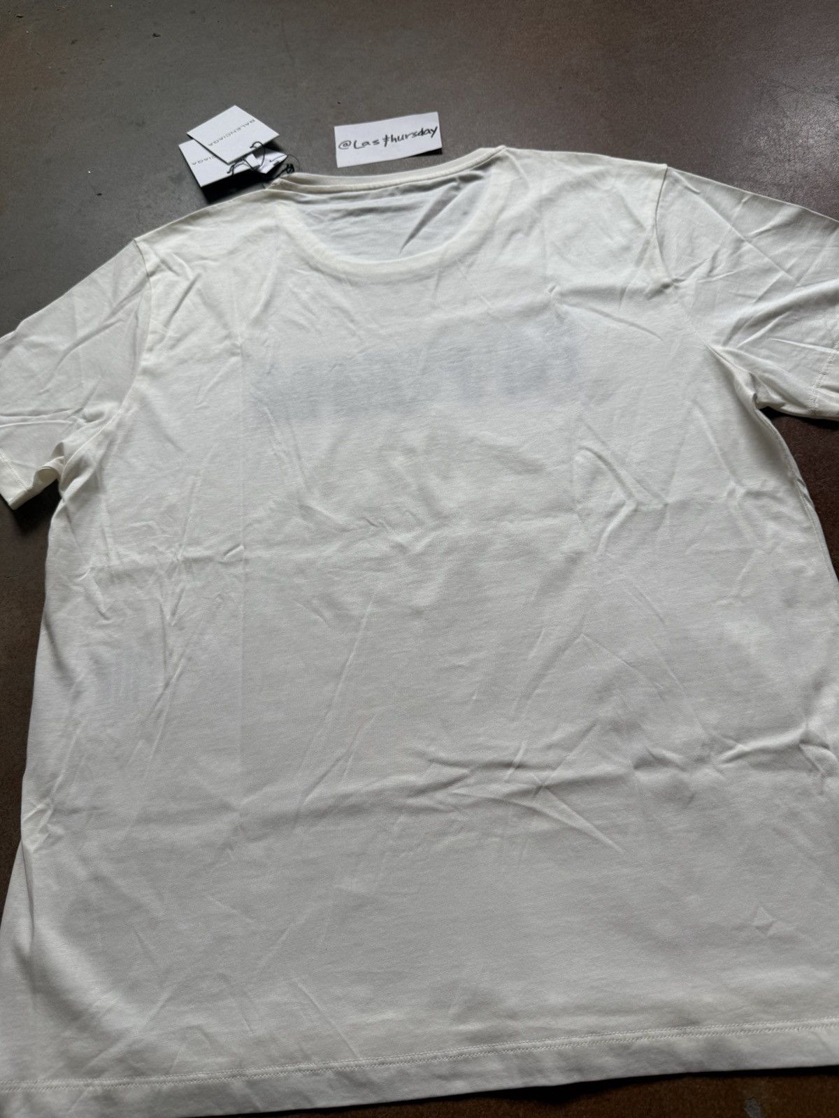 Balenciaga Balenciaga FW13 Silver Tape Logo Tee White XL Size US XL / EU 56 / 4 - 13 Thumbnail