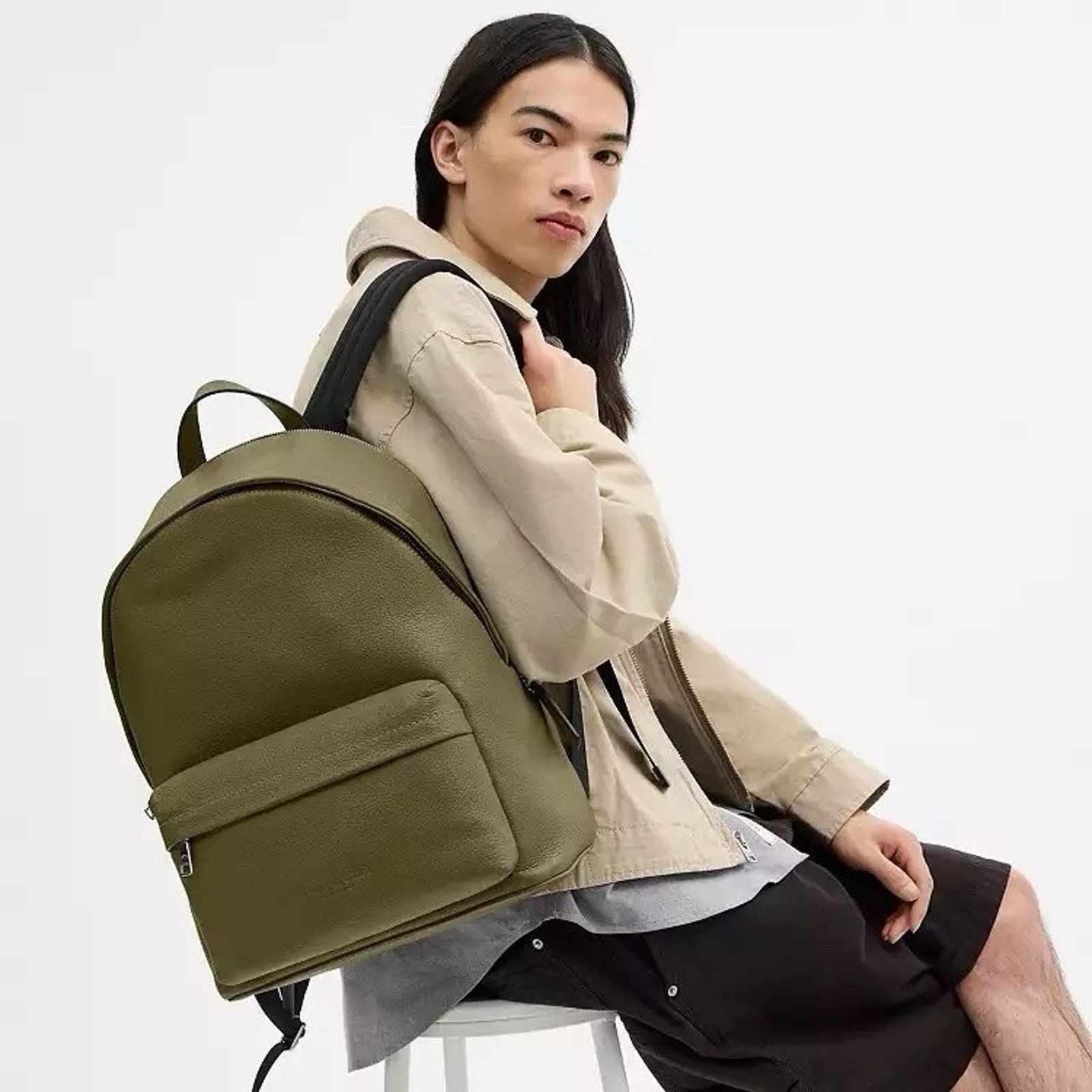 Coach NWT Coach Taylor Backpack Pebble Leather CDX93 Olive Silver Size ONE SIZE - 10 Thumbnail