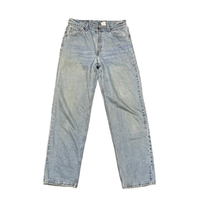 image of Distressed Denim x Levis Vintage 90's Levis 565 Wide Leg Faded Blue Jeans in Blue Denim (Size 32)