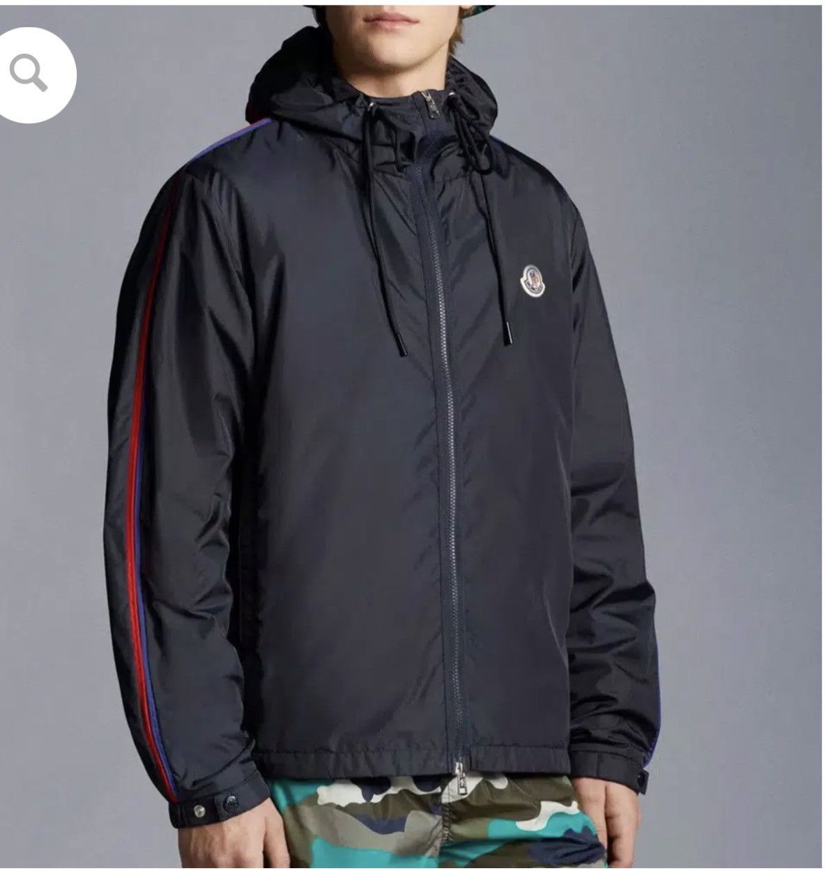 Moncler Moncler Hattab Navy Blue Logo-Appliquéd Shell Hooded Jacket Size US XL / EU 56 / 4 - 7 Thumbnail