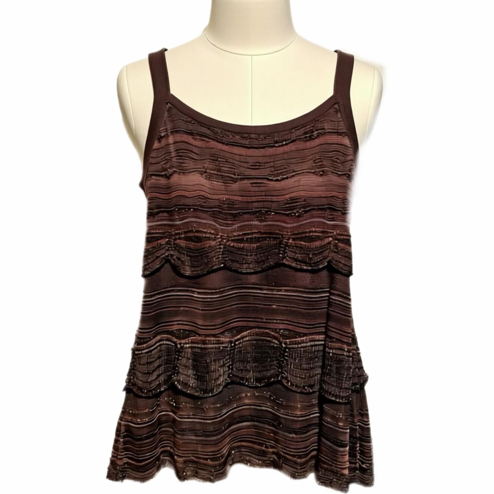 Other White House Black Market Brown Beaded Sleeveless Top Medium Size M / US 6-8 / IT 42-44 - 1 Thumbnail