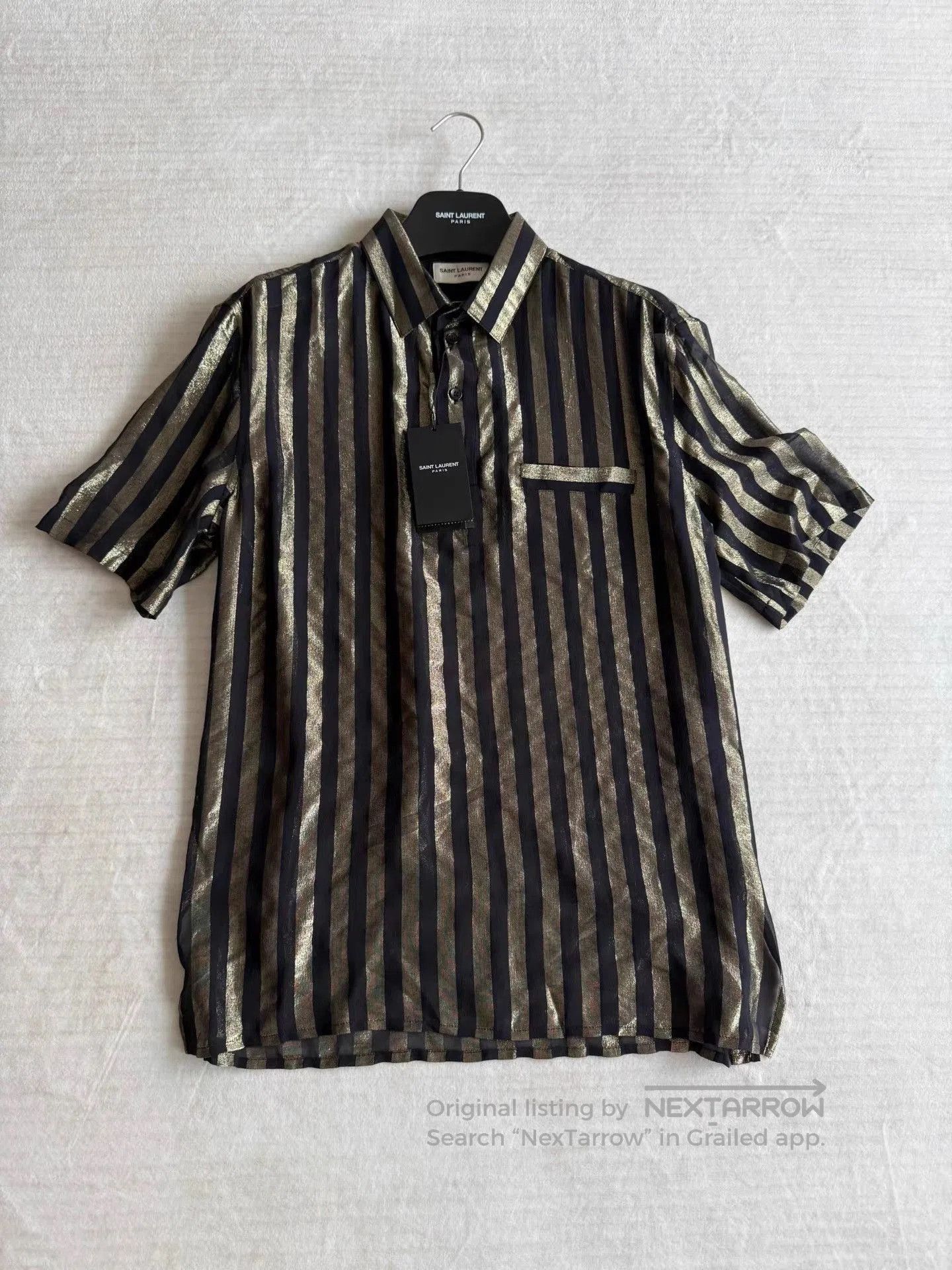 Saint Laurent Paris Multi Striped Short Sleeve Button-Up Shirt. Size US L / EU 52-54 / 3 - 2 Thumbnail