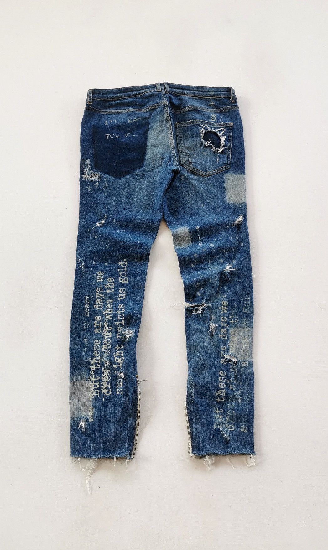 Seditionaries Thrashed Punk Zipper Text Distressed Zara Jeans Size US 32 / EU 48 - 5 Thumbnail