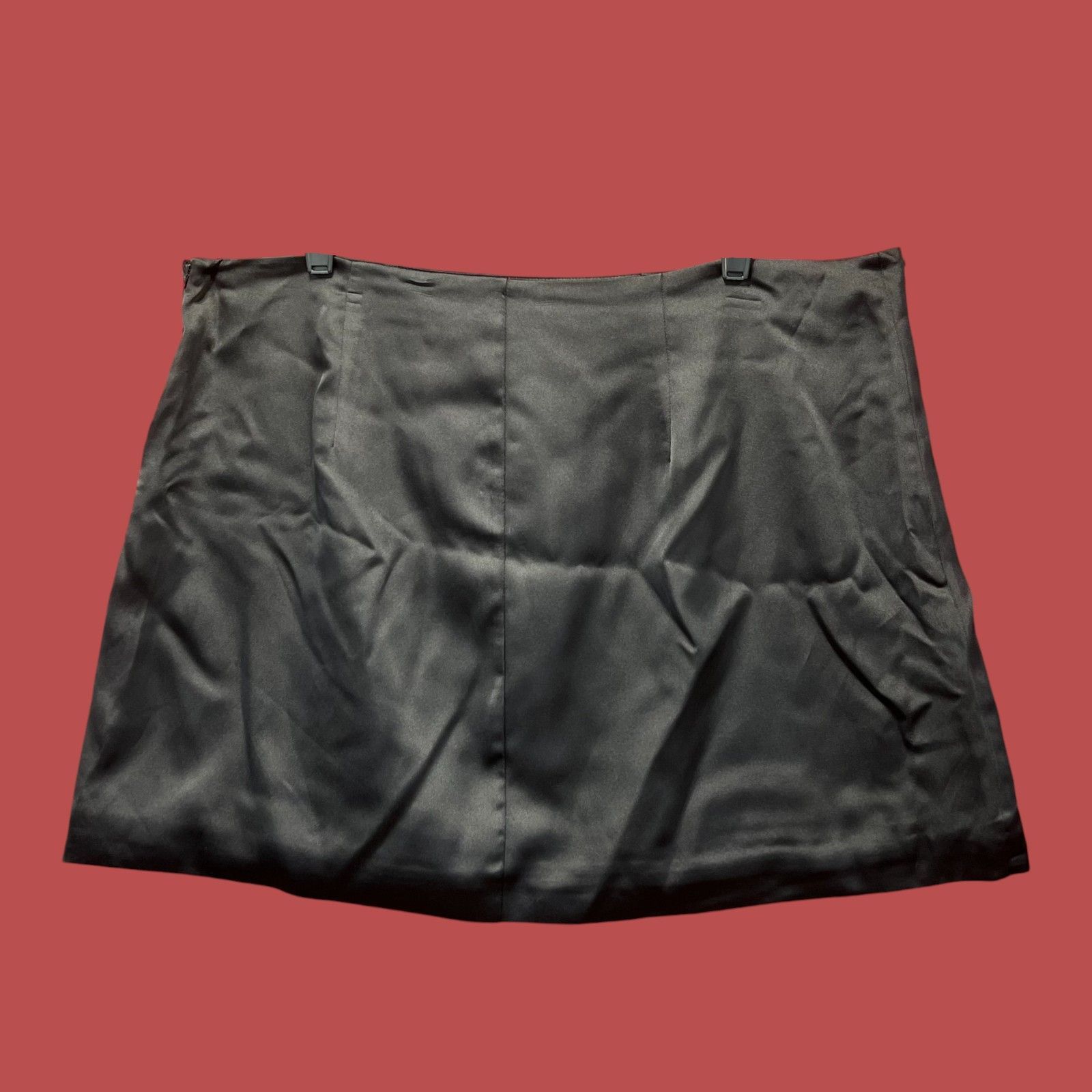 Other Wild Fable - Women's Notch - Front Satin Mini Skirt - Black Size 38" / US 16 / IT 52 - 3 Thumbnail