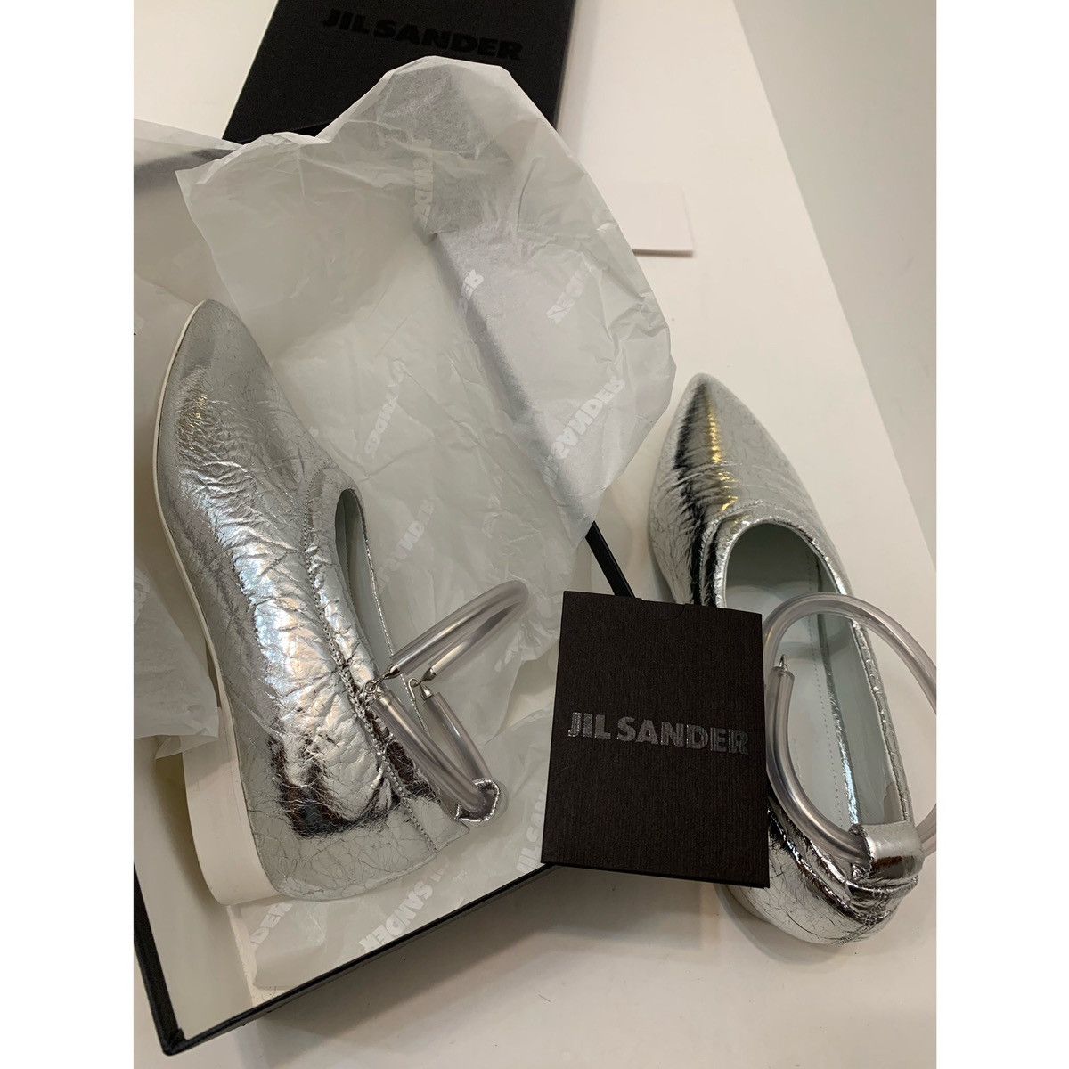 Jil Sander JIL SANDER METALLIC LEATHER BALLET FLATS SHOES Size US 8 / IT 38 - 4 Thumbnail