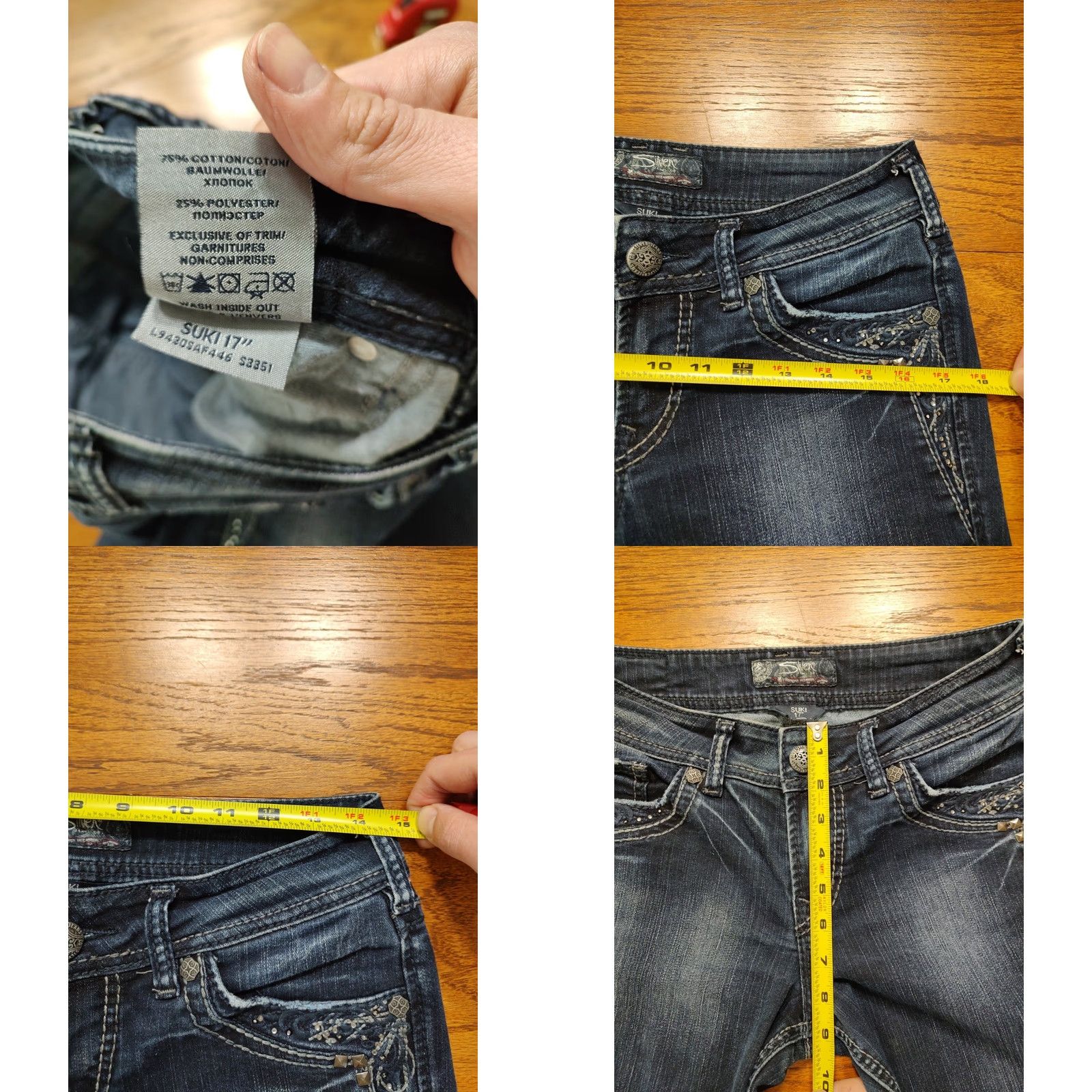 Silver Jeans Co. Silver Jeans Suki 17'' Denim Jeans Womens Bootcut Regular 28x31 Dark Wash Embroidered blue Jeans Womens Size 28" / US 6 / IT 42 - 8 Thumbnail