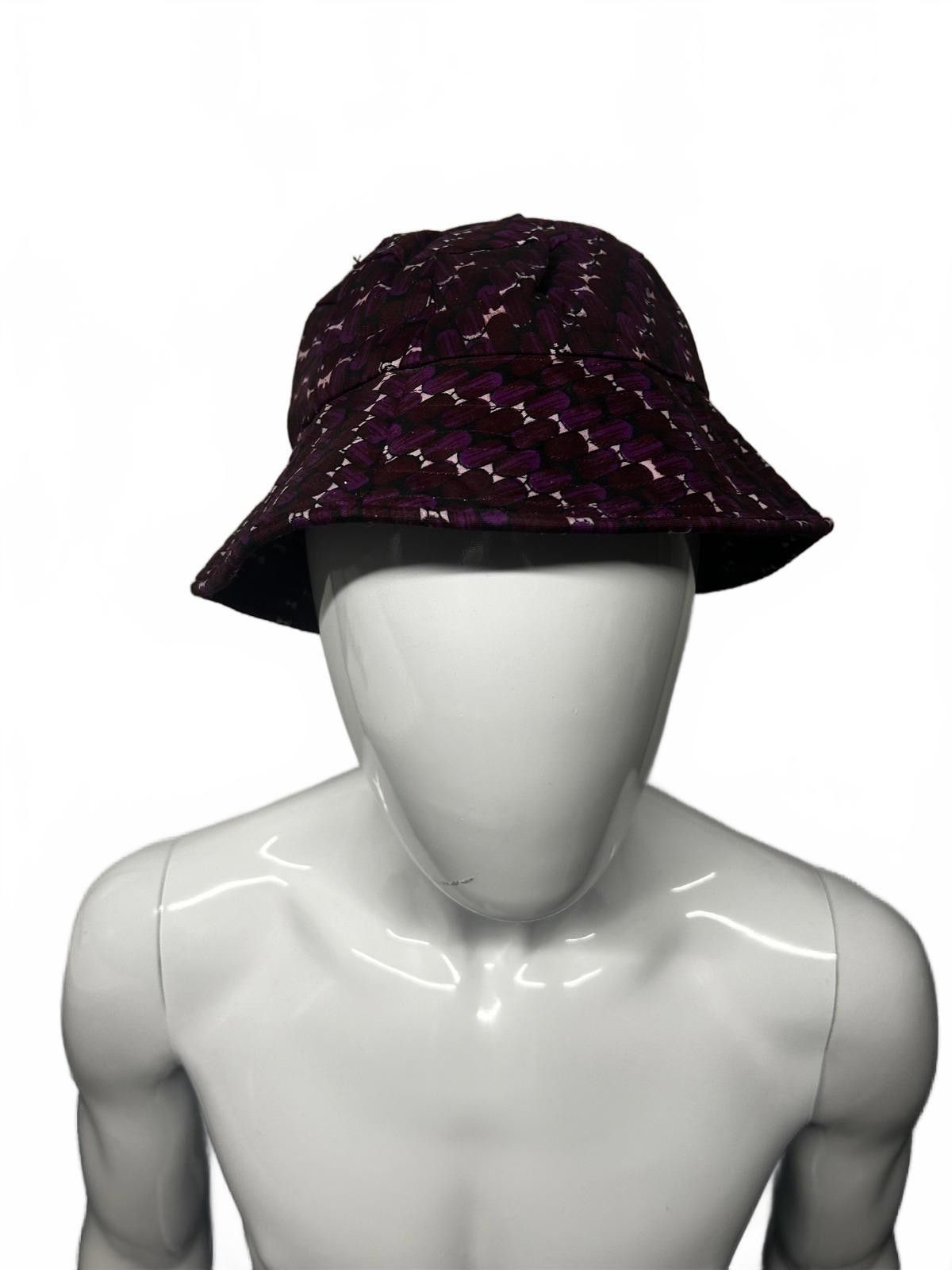 Designer Stylish Purple Patterned Bucket Hat Size ONE SIZE - 2 Thumbnail