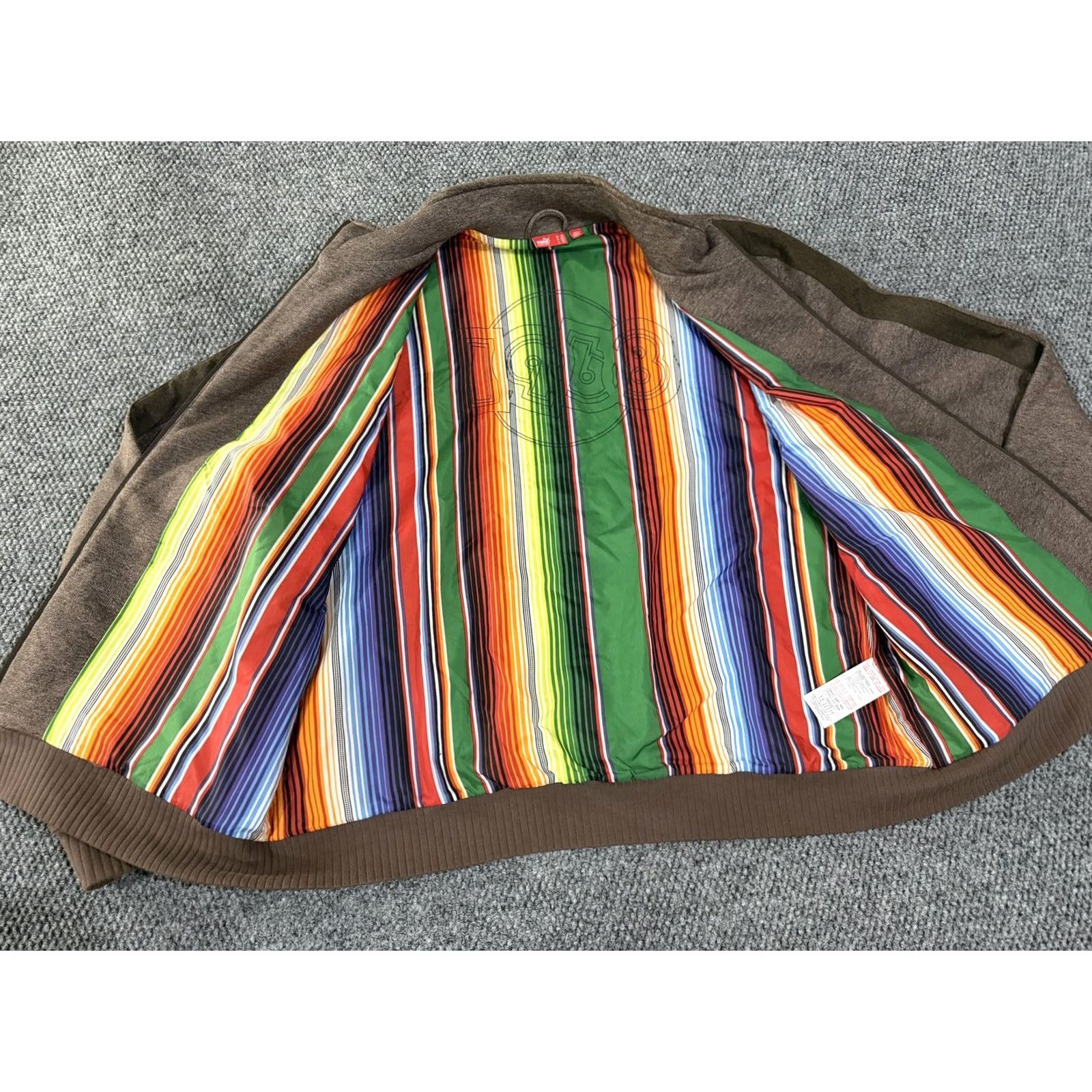Puma PUMA Jacket Mens 2XL Brown Full Zip Striped Lining Sportswear Athletic Track Jacket with Pockets Casual Run Gym Size US XXL / EU 58 / 5 - 4 Thumbnail
