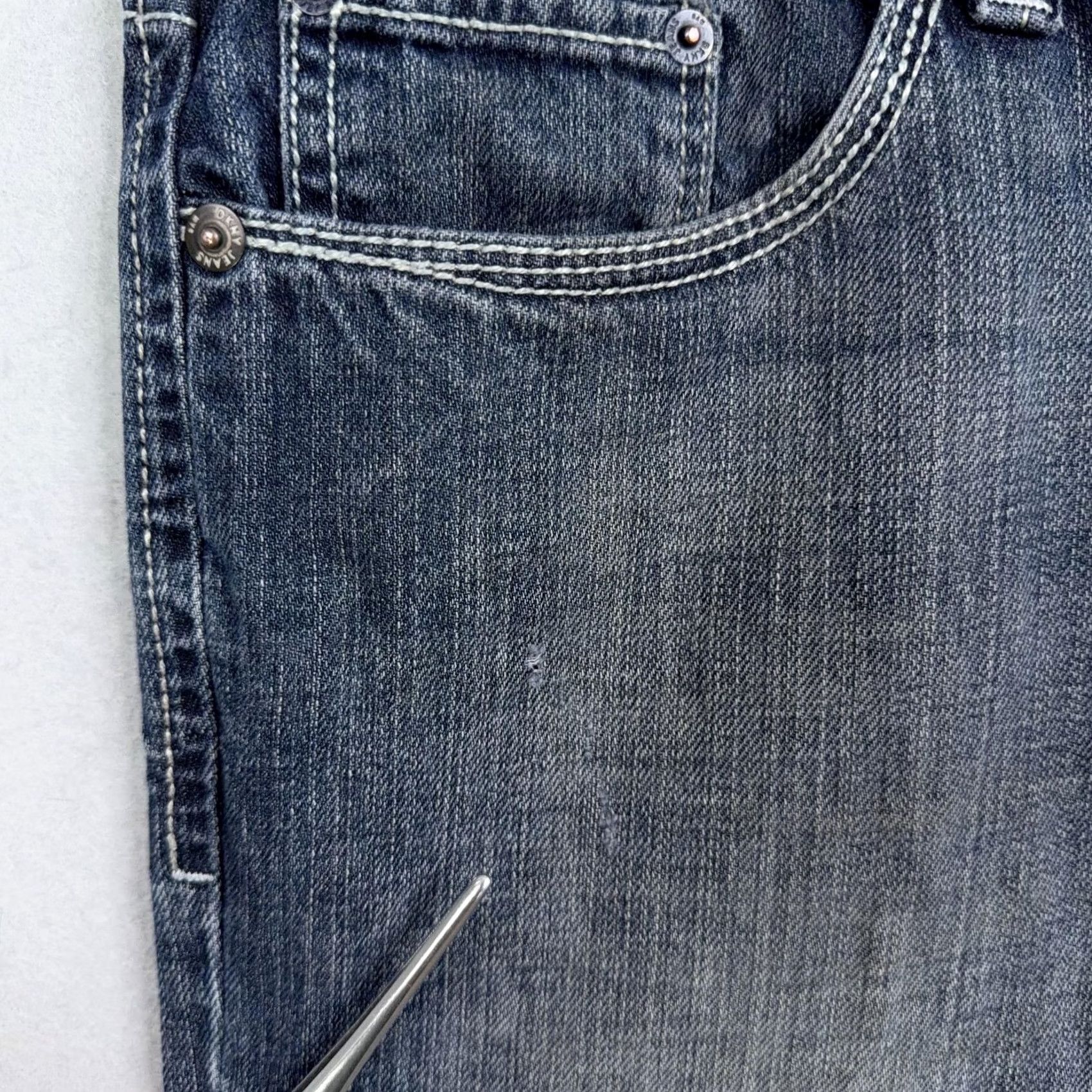 DKNY DKNY Jeans Mens 32x32 Blue Baggy Skater Embroidered Denim Y2K Mall Grunge Size US 32 / EU 48 - 4 Thumbnail
