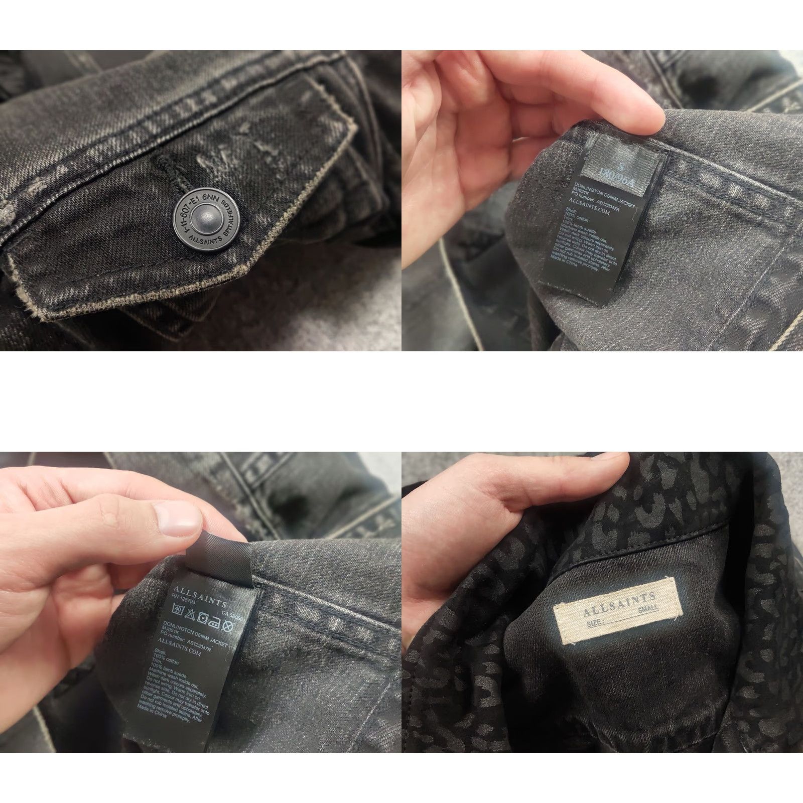 Allsaints VINTAGE Allsaints donlington Distressed Denim Jacket Washed Black Size US S / EU 44-46 / 1 - 9 Thumbnail