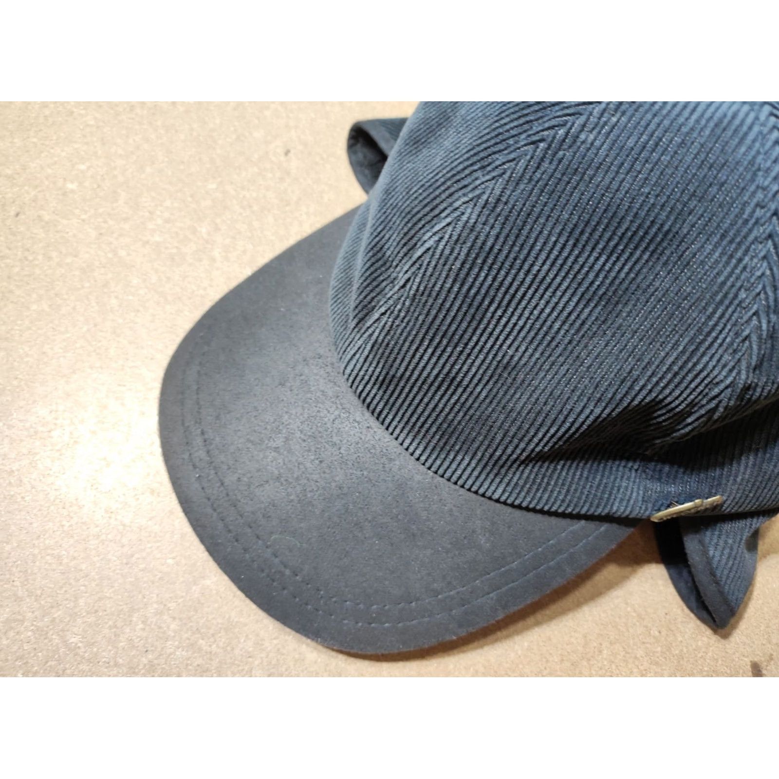 Vintage VINTAGE Wegener Hat Black L-XL Ear Flap Thermal Cover Neck Corduroy Baseball Cap Mens Size ONE SIZE - 6 Thumbnail