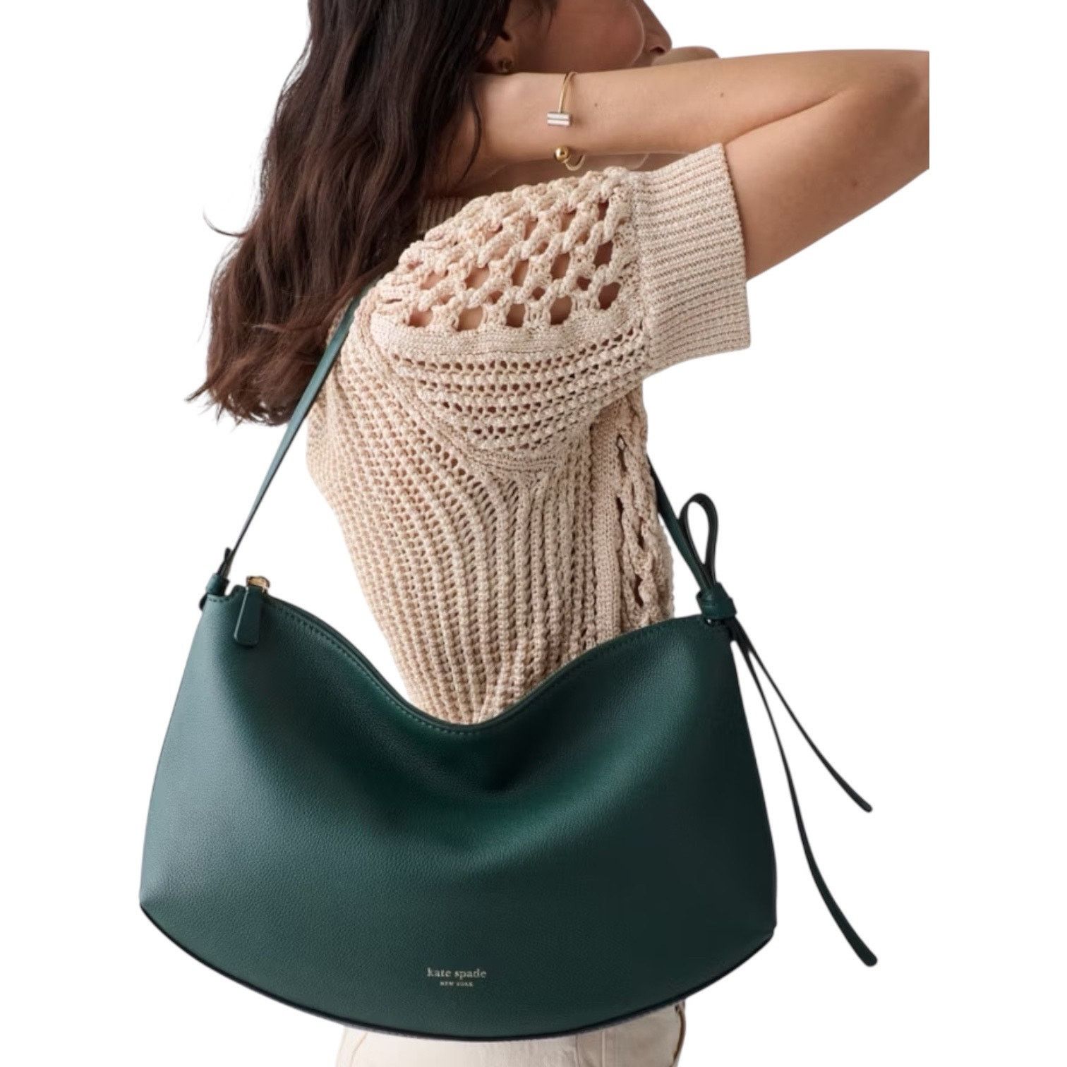 Kate Spade Kate Spade Loop Large Shoulder Bag Pebble Leather Green Size ONE SIZE - 2 Thumbnail