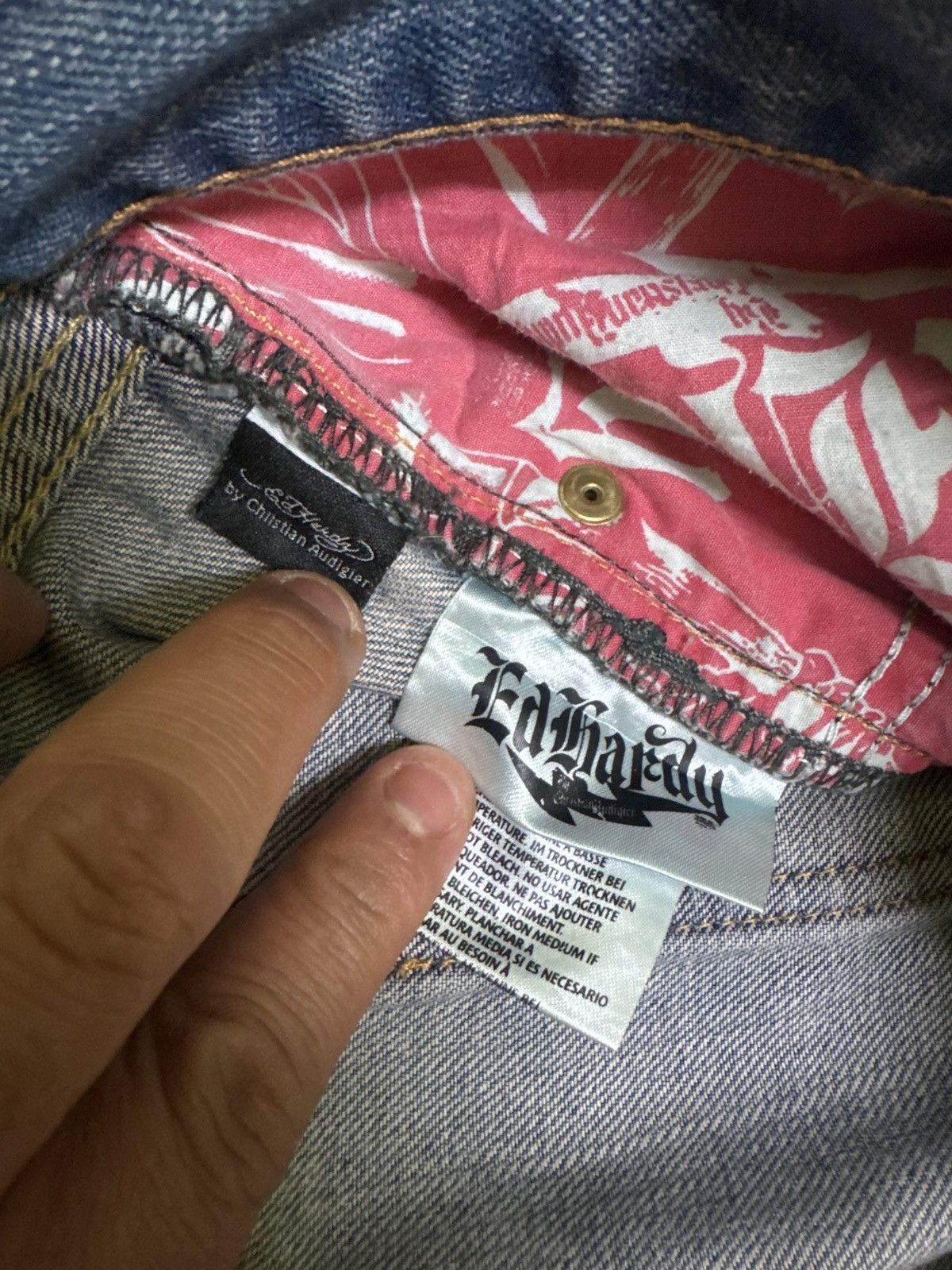 Ed Hardy Vintage Ed Hardy Claw Mark Distress Patch Back Pocket Denim Size US 32 / EU 48 - 16 Thumbnail