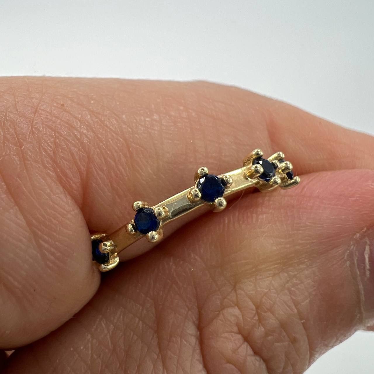Other New 14K Solid Gold Ring Blue Gemstone Italy Size 7 Size ONE SIZE - 8 Thumbnail